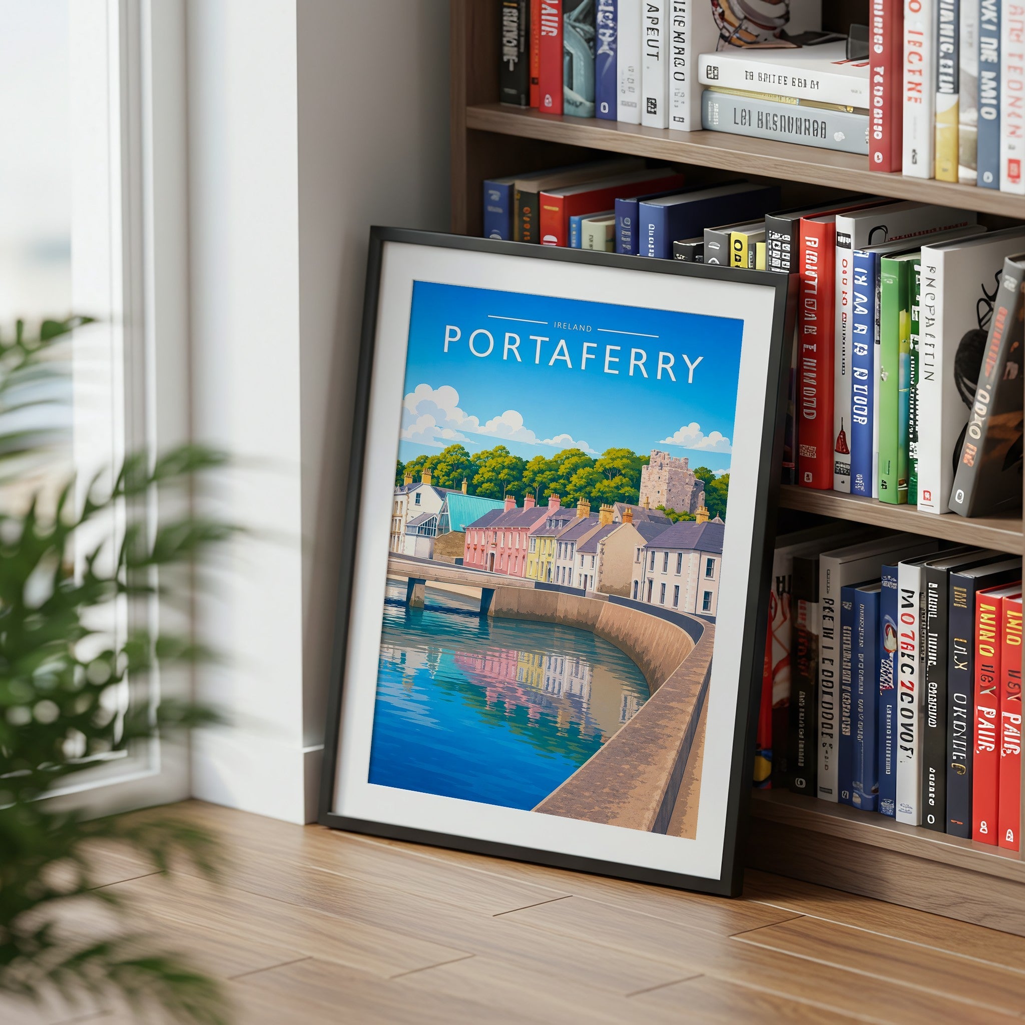 Portaferry #2 Travel Poster mounted in a black frame