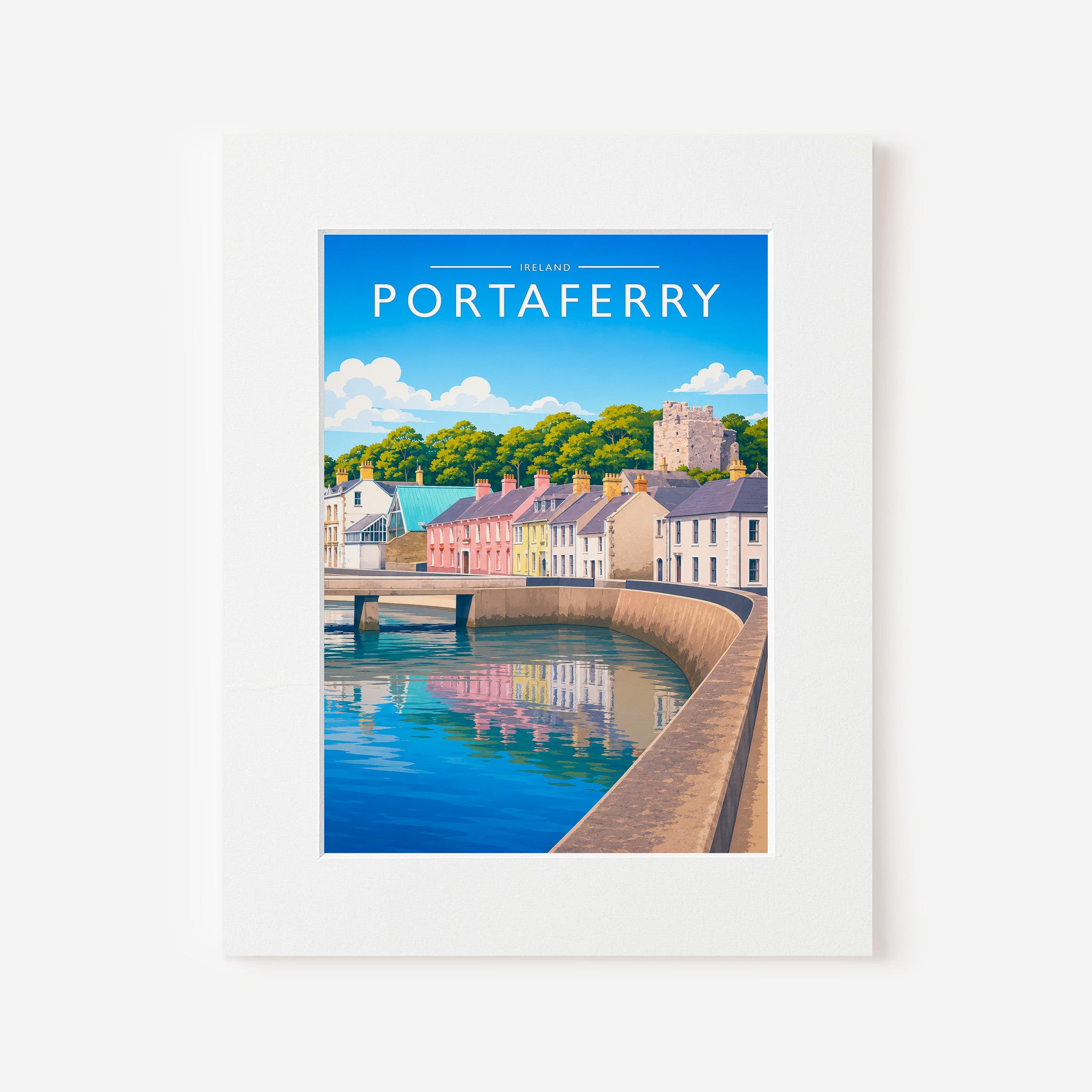 Portaferry #2 Travel Poster in a white mount