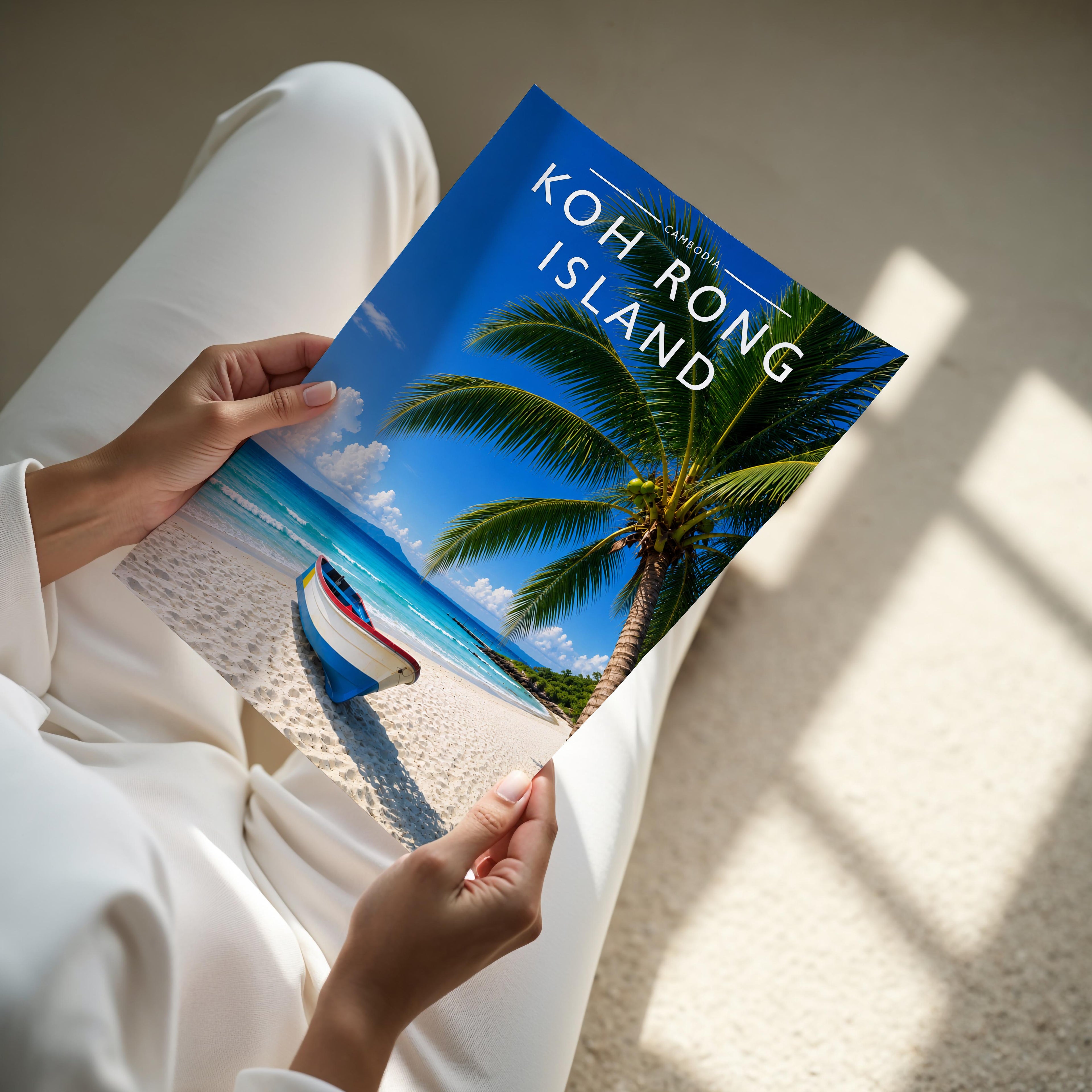 Koh Rong Island Travel Poster - A4 print held in hand