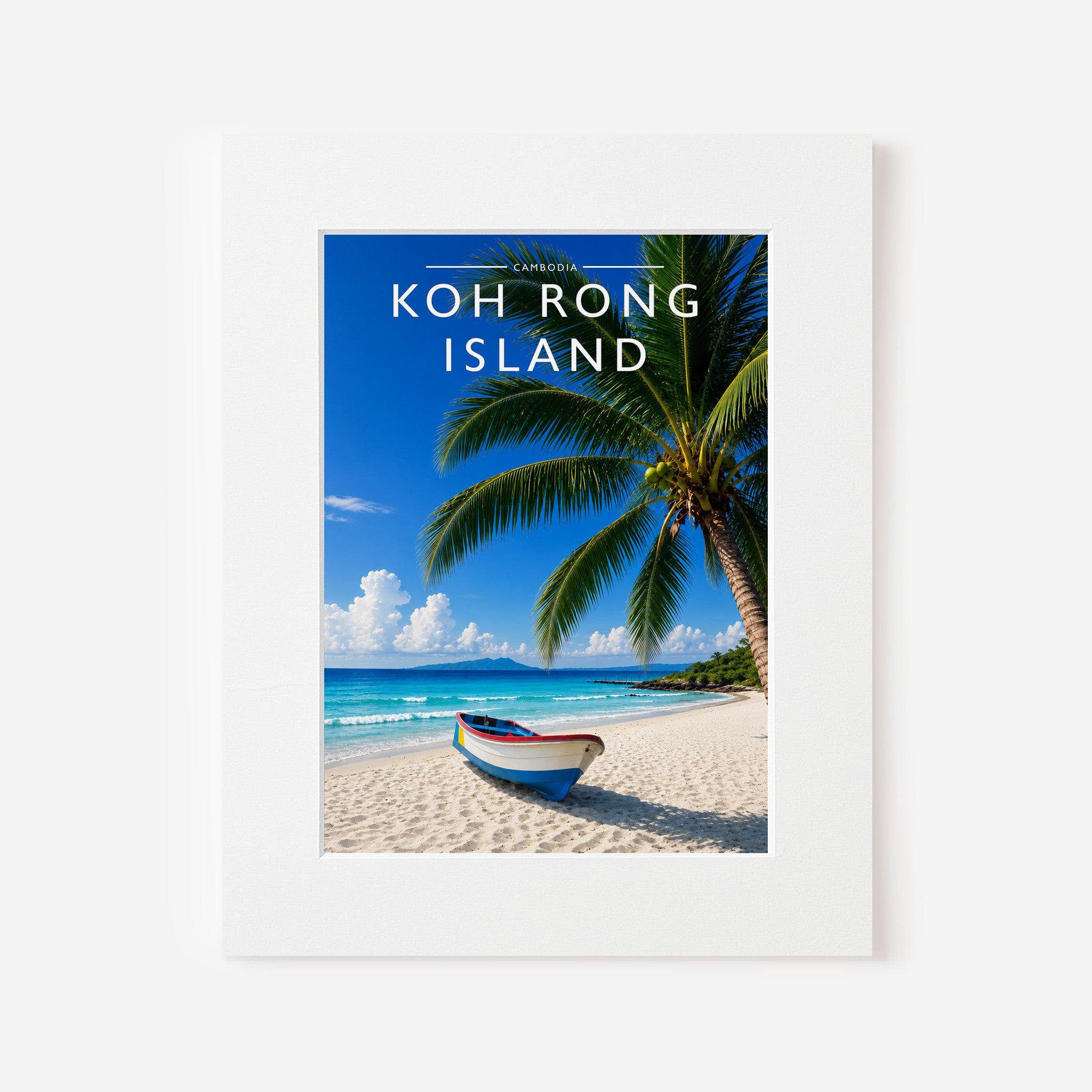 Koh Rong Island Travel Poster in a white mount