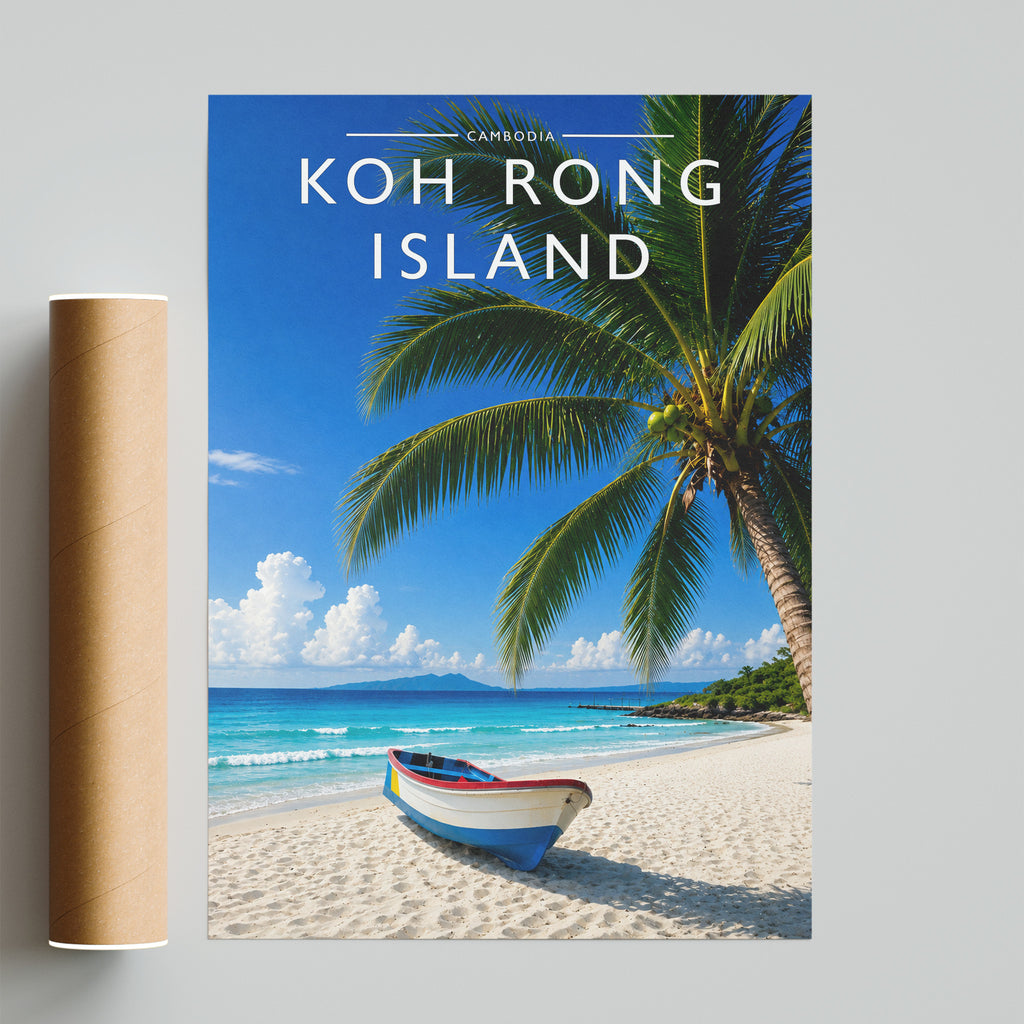 Koh Rong Island Travel Poster - fine art print with shipping tube