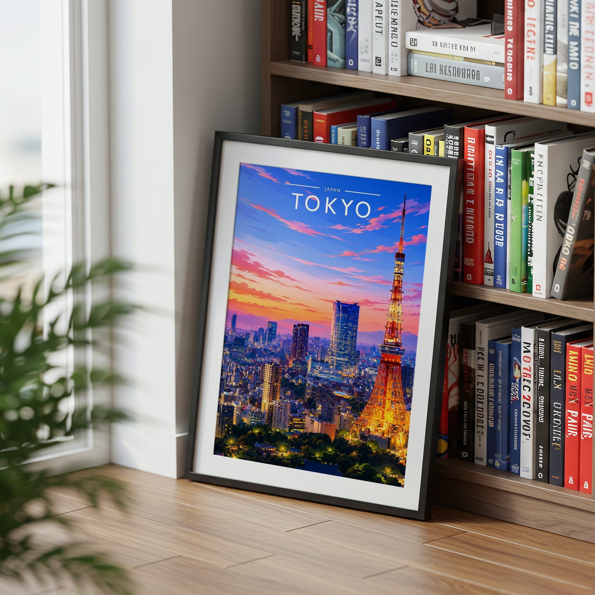 Tokyo Travel Poster mounted in a black frame