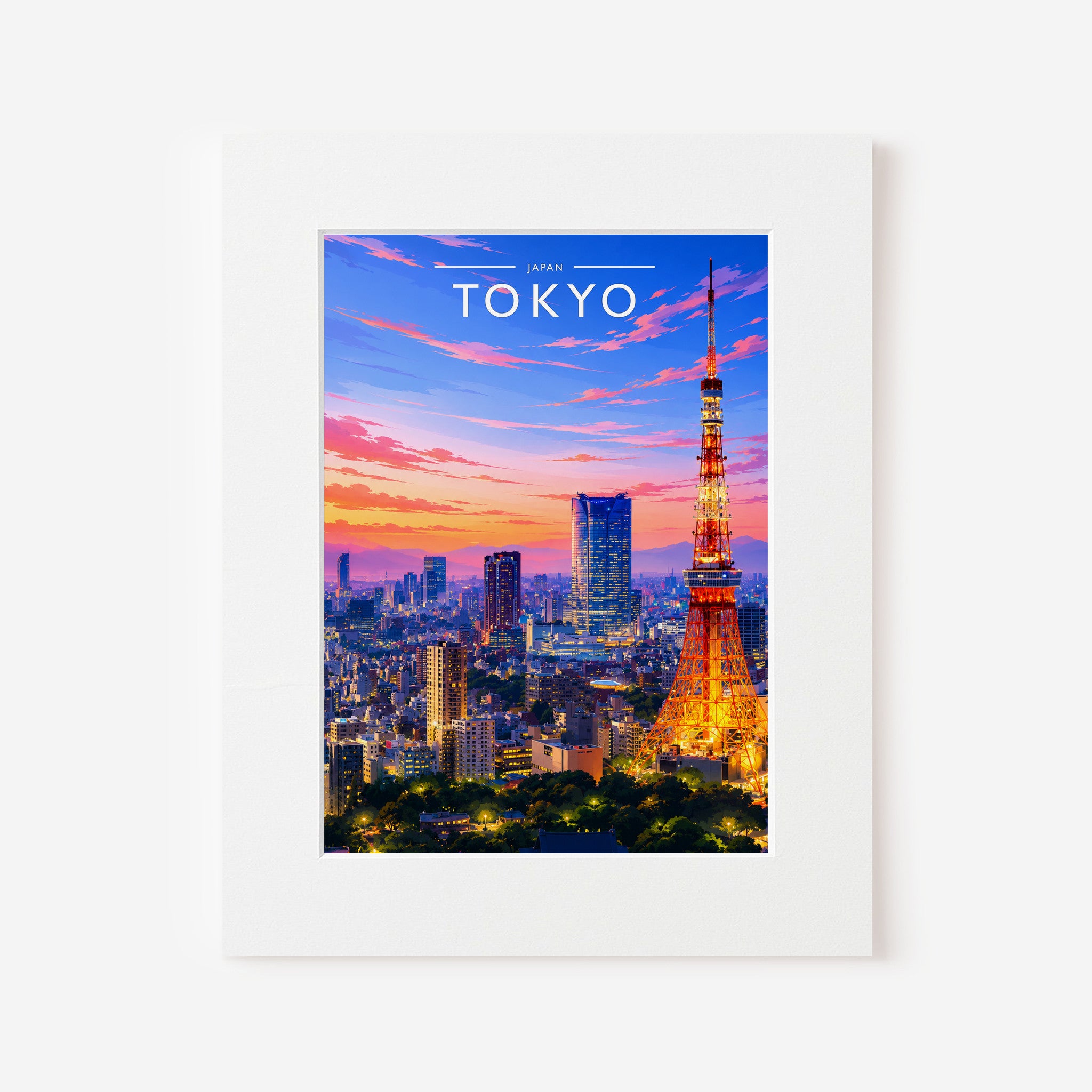 Tokyo Travel Poster in a white mount