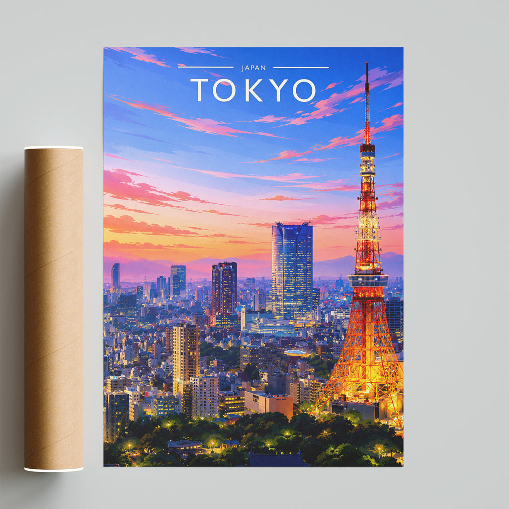 Tokyo Travel Poster - fine art print with shipping tube