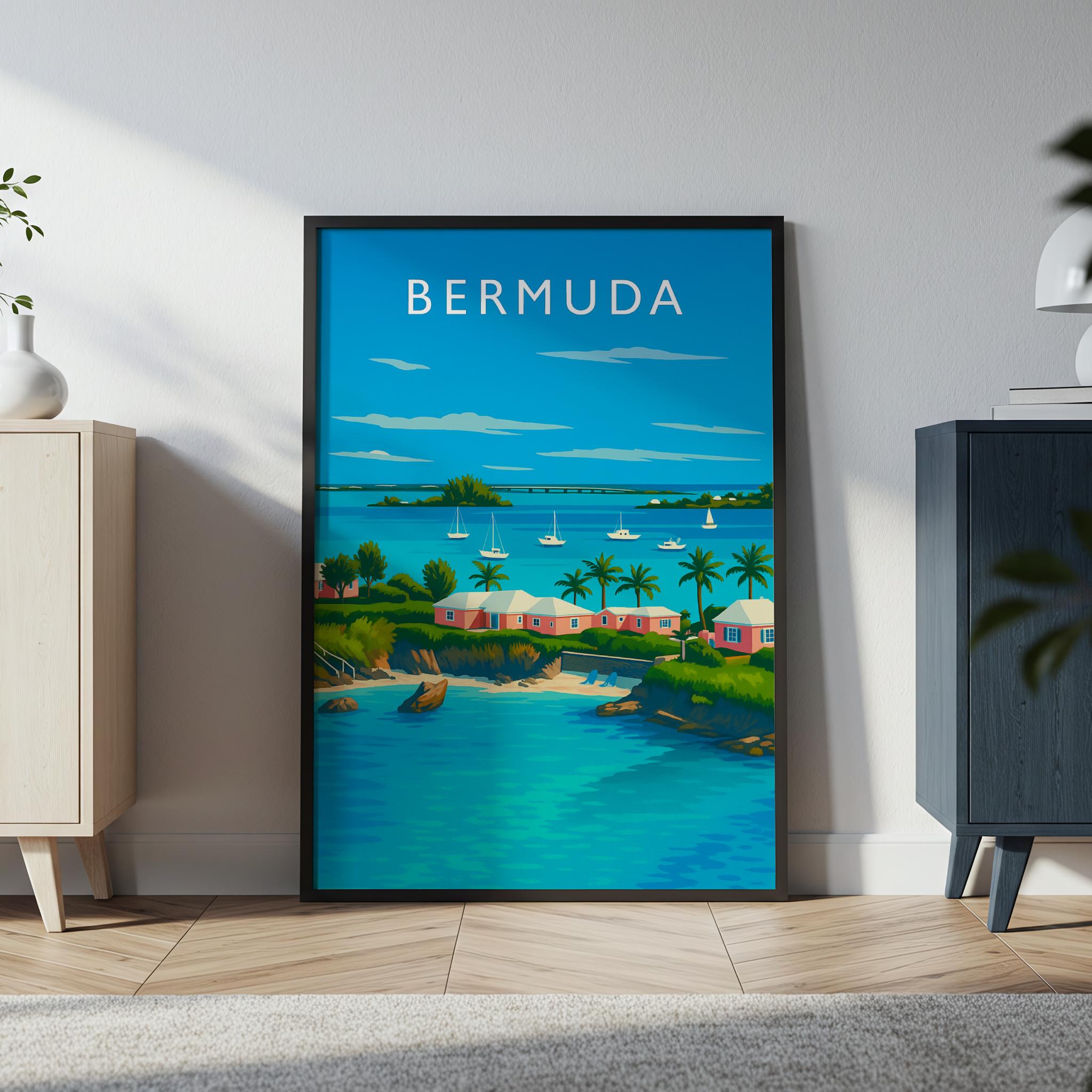 Bermuda Travel Poster in a black frame