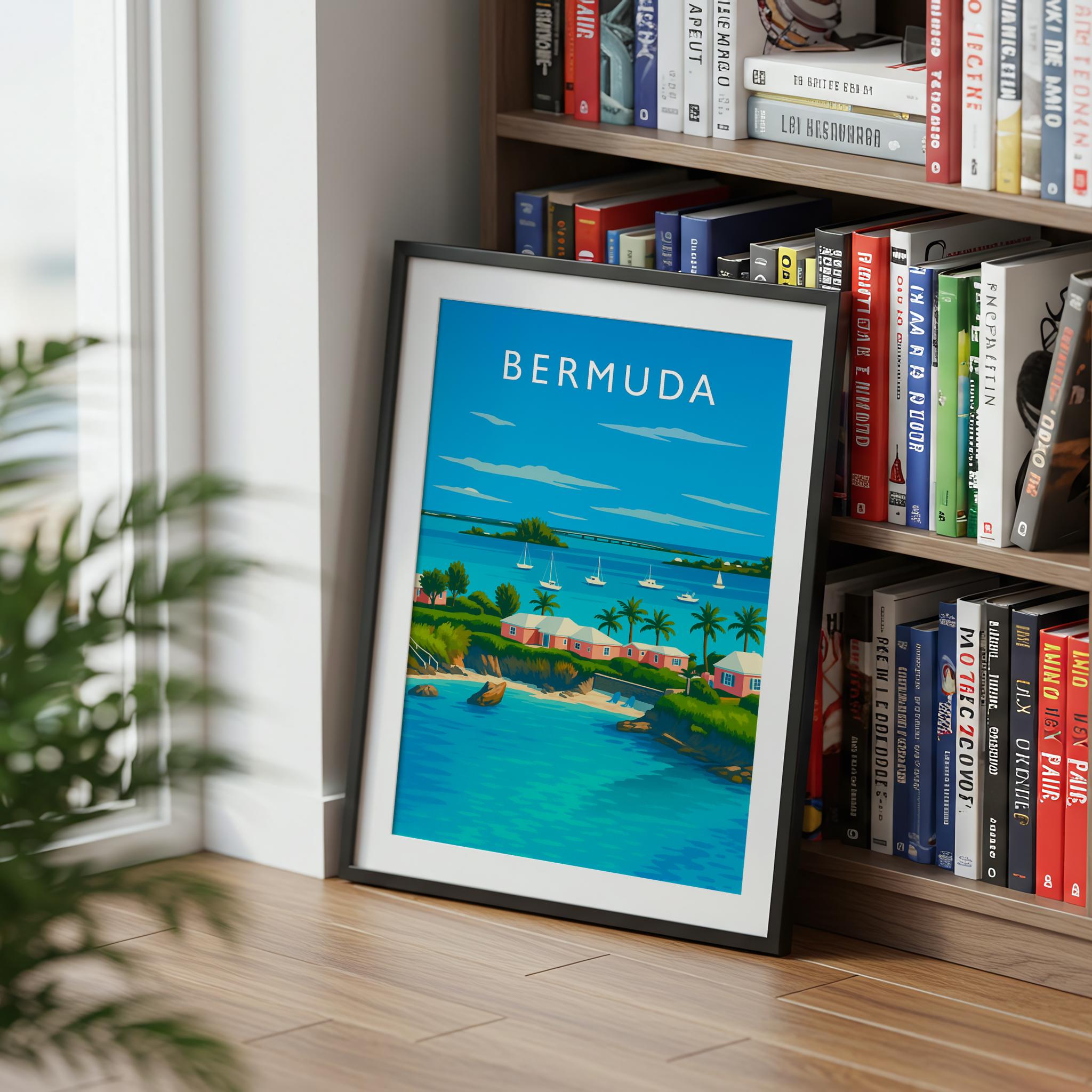 Bermuda Travel Poster mounted in a black frame