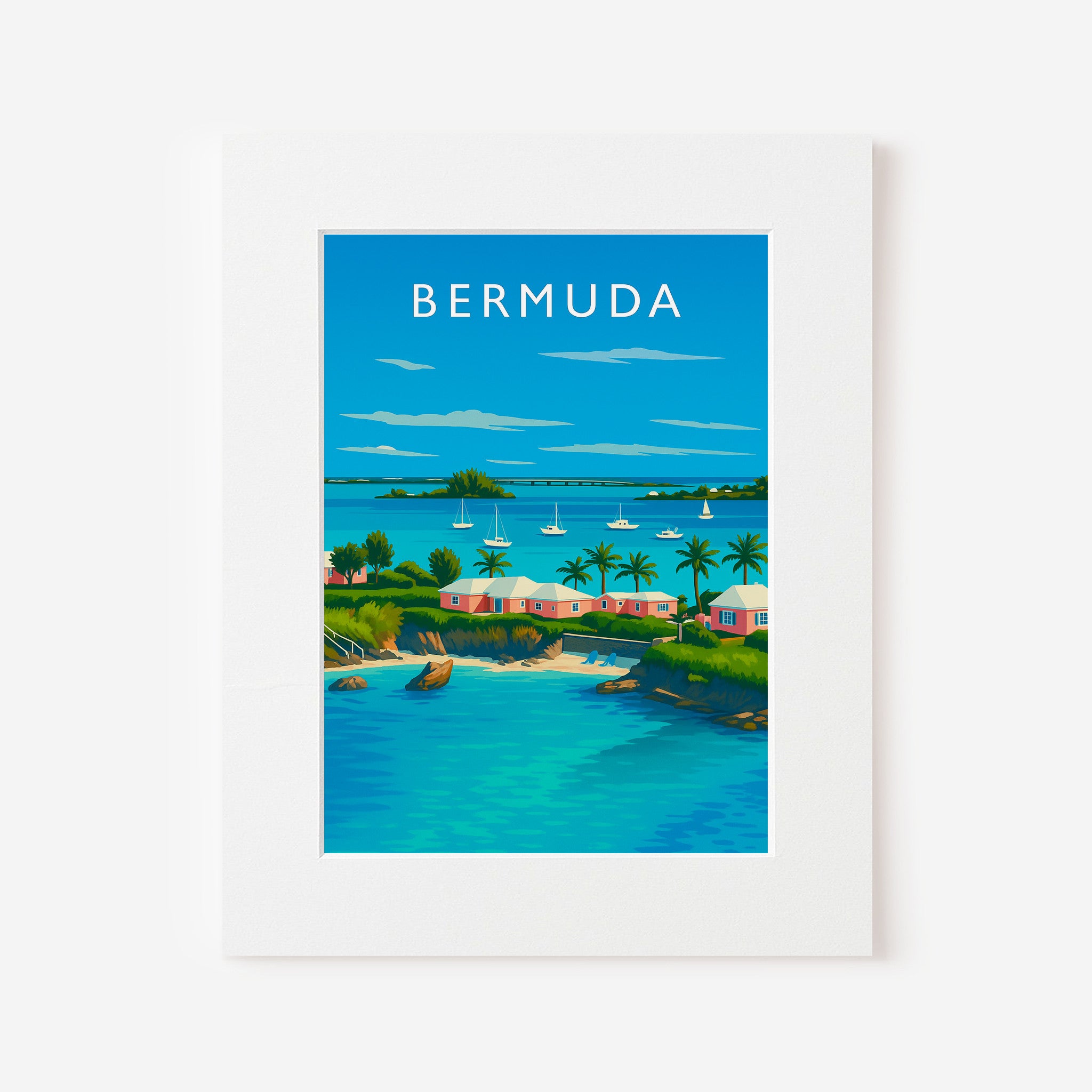 Bermuda Travel Poster in a white mount