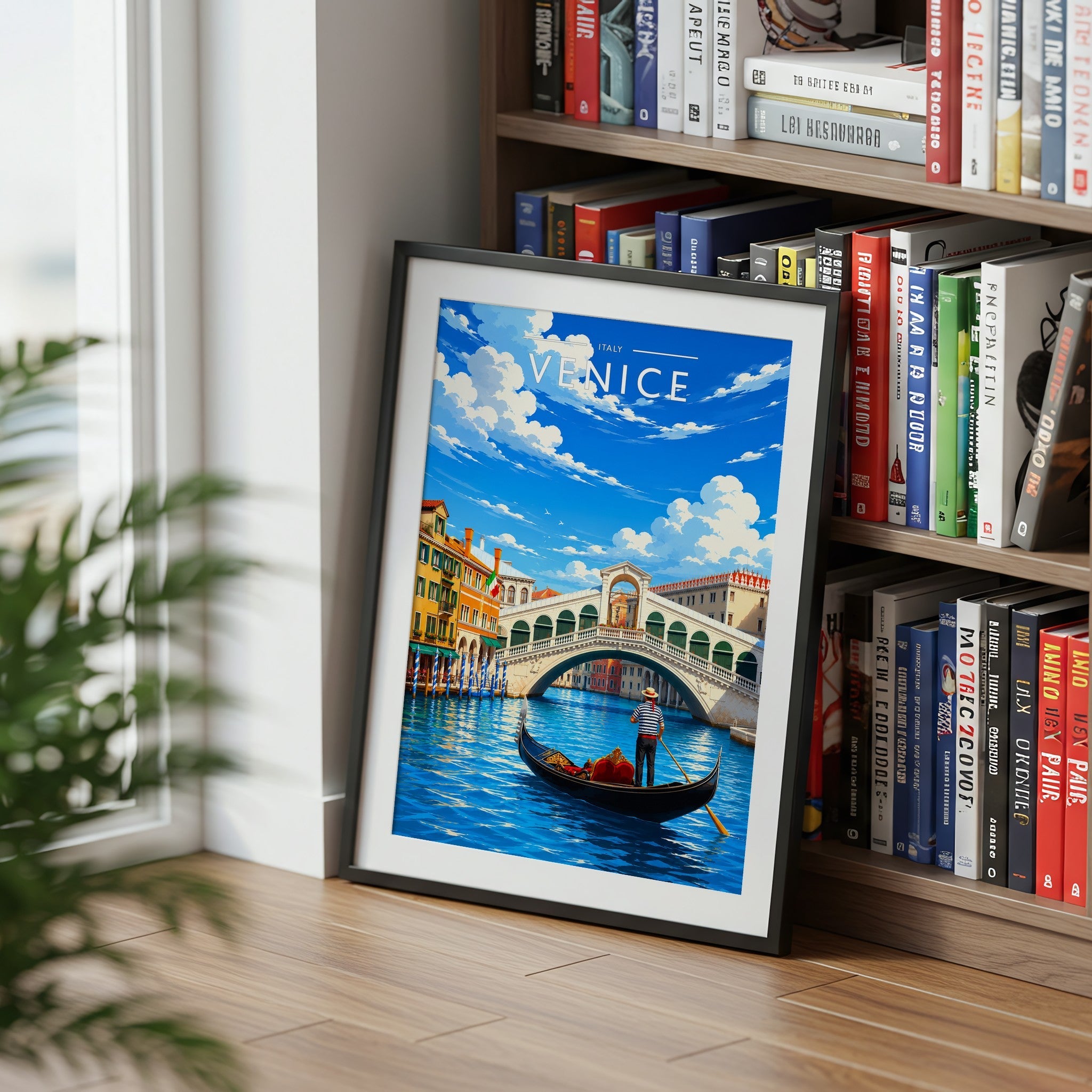 Venice Travel Poster mounted in a black frame