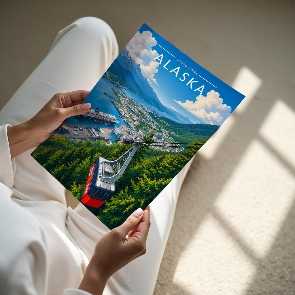 Alaska #2 Travel Poster - A4 print held in hand