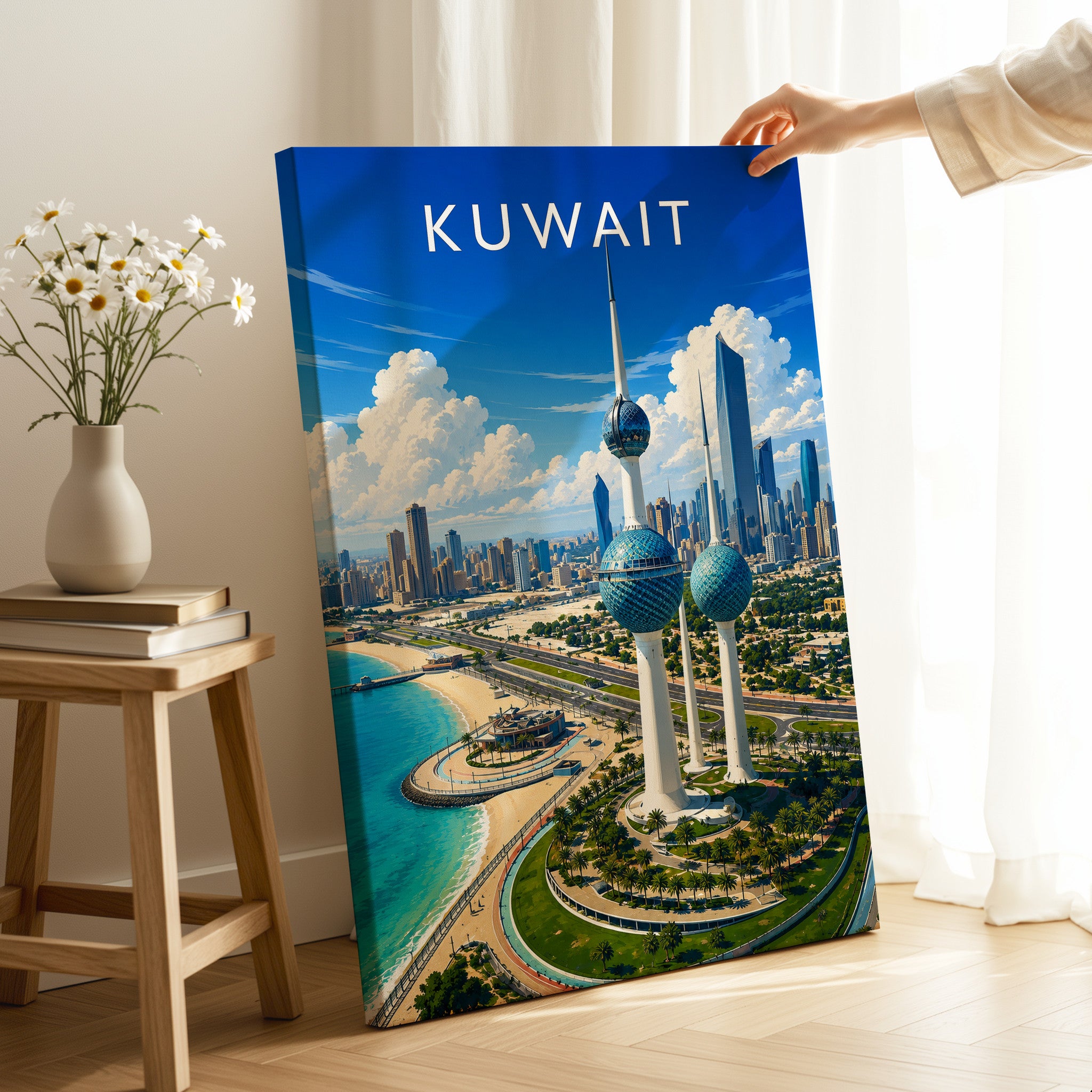 Kuwait Travel Poster as a gallery-wrapped canvas