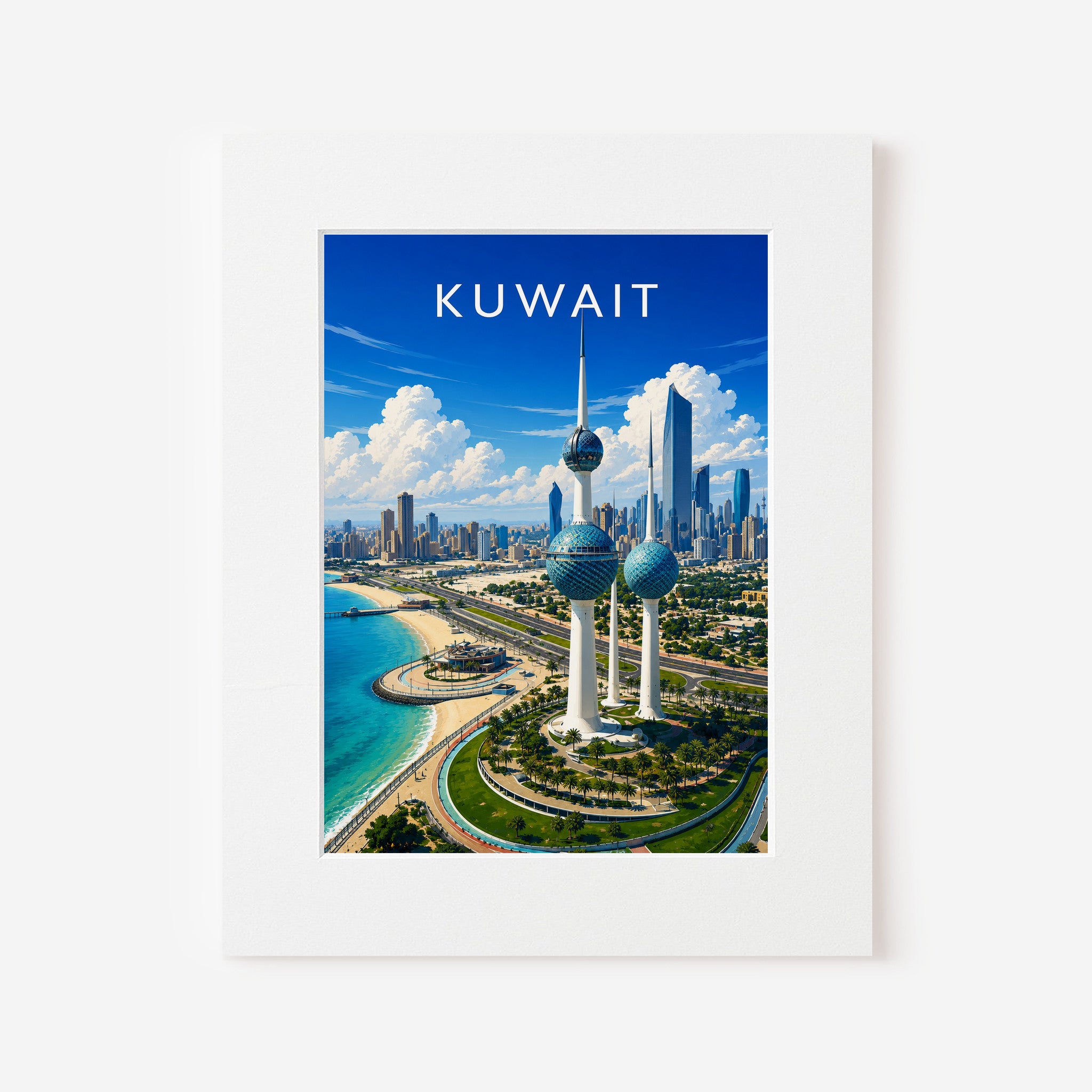 Kuwait Travel Poster in a white mount