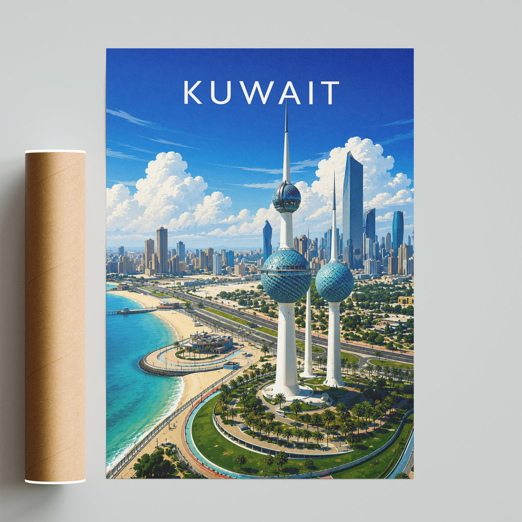Kuwait Travel Poster - fine art print with shipping tube