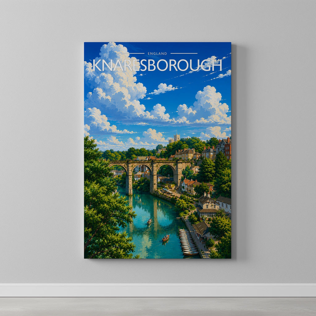 Knaresborough #2 Travel Poster as a gallery-wrapped canvas on a plain wall