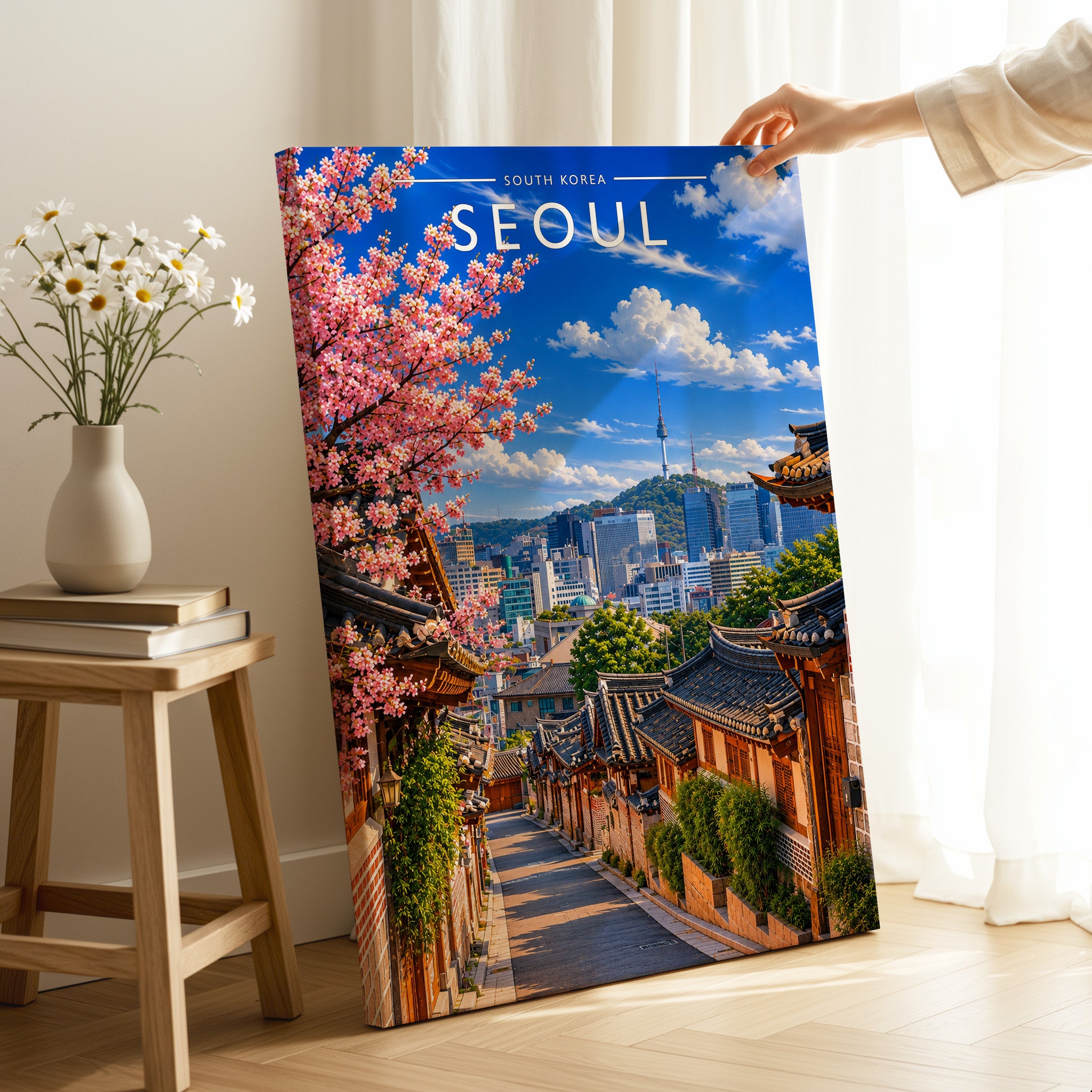 Seoul Travel Poster as a gallery-wrapped canvas