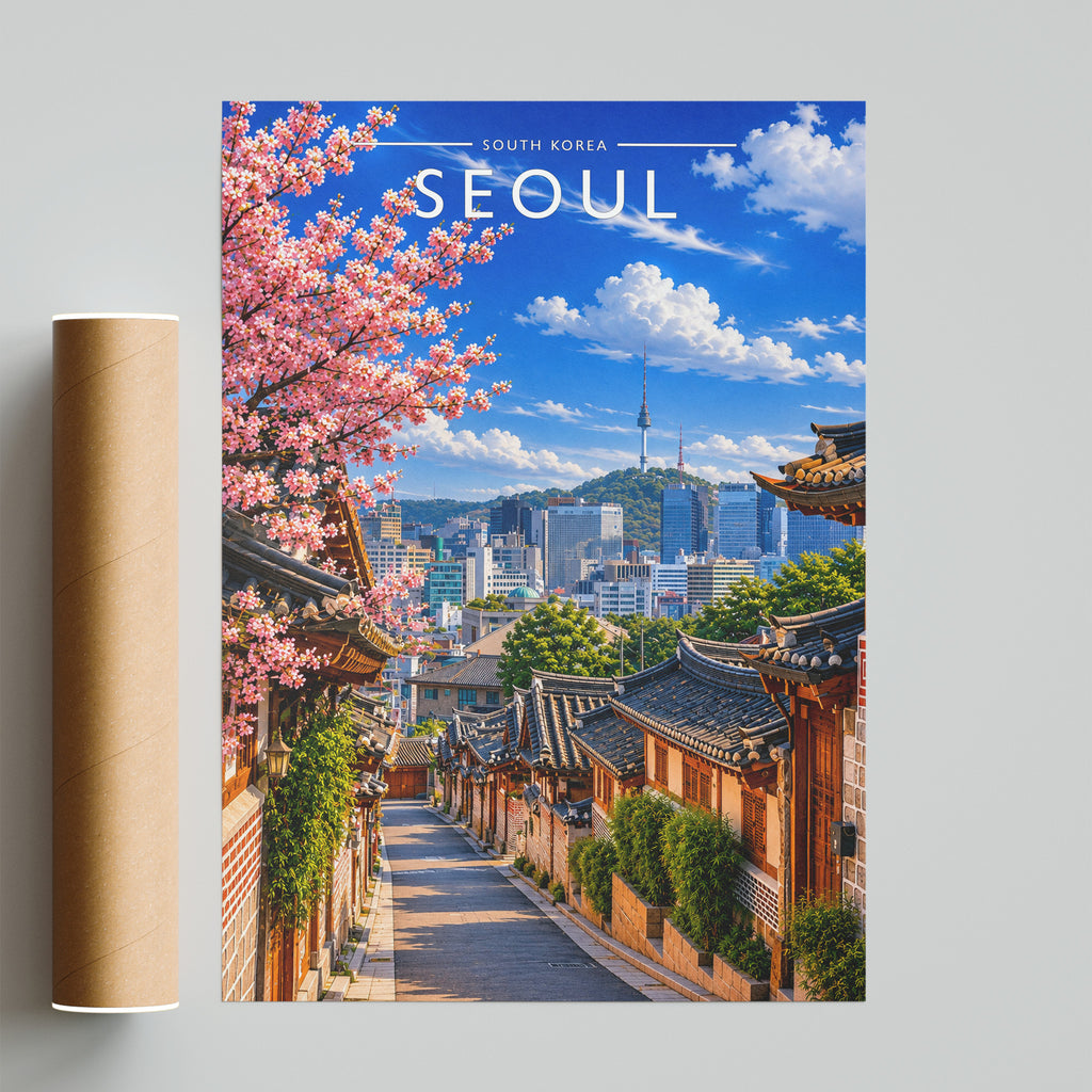 Seoul Travel Poster - fine art print with shipping tube