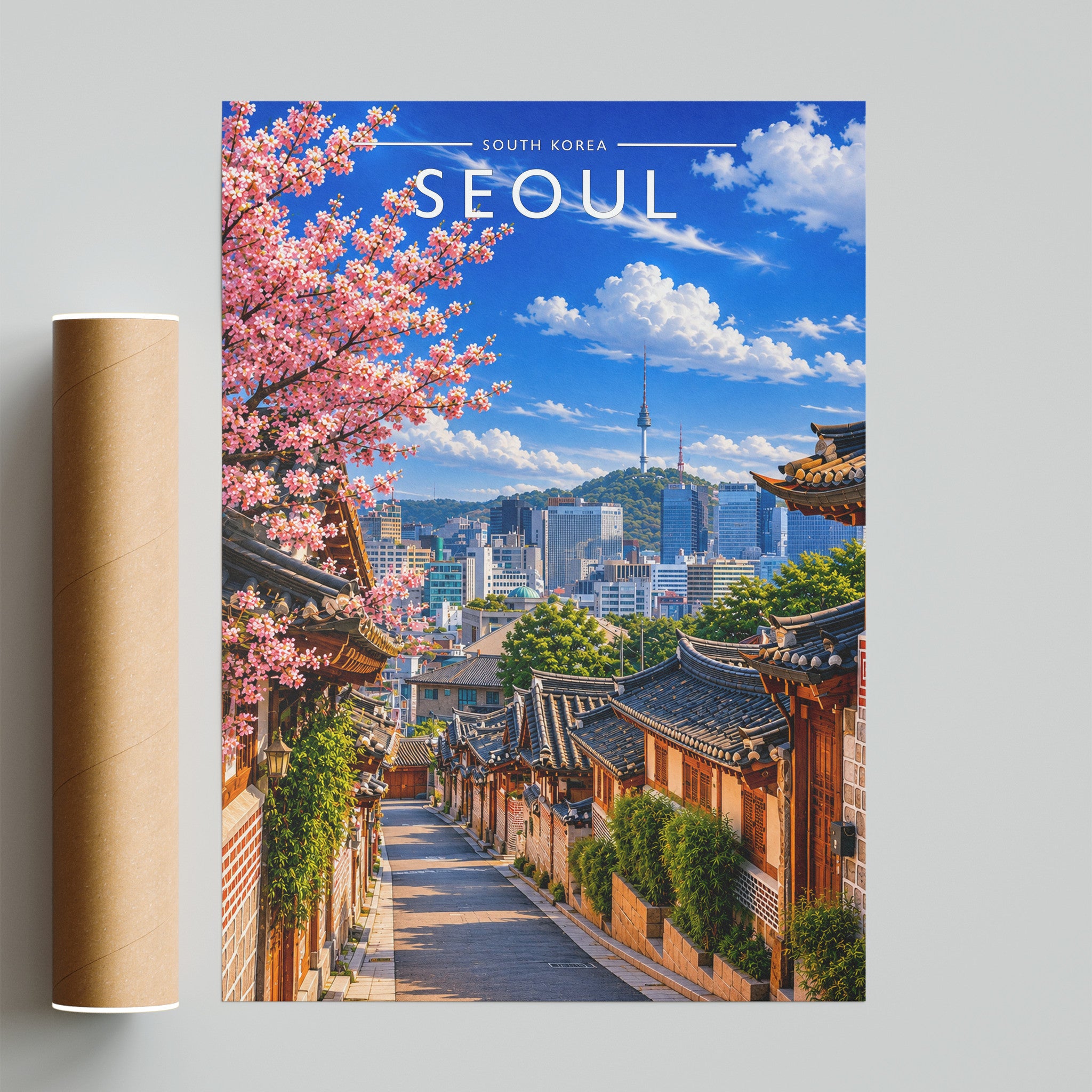 Seoul Travel Poster - fine art print with shipping tube
