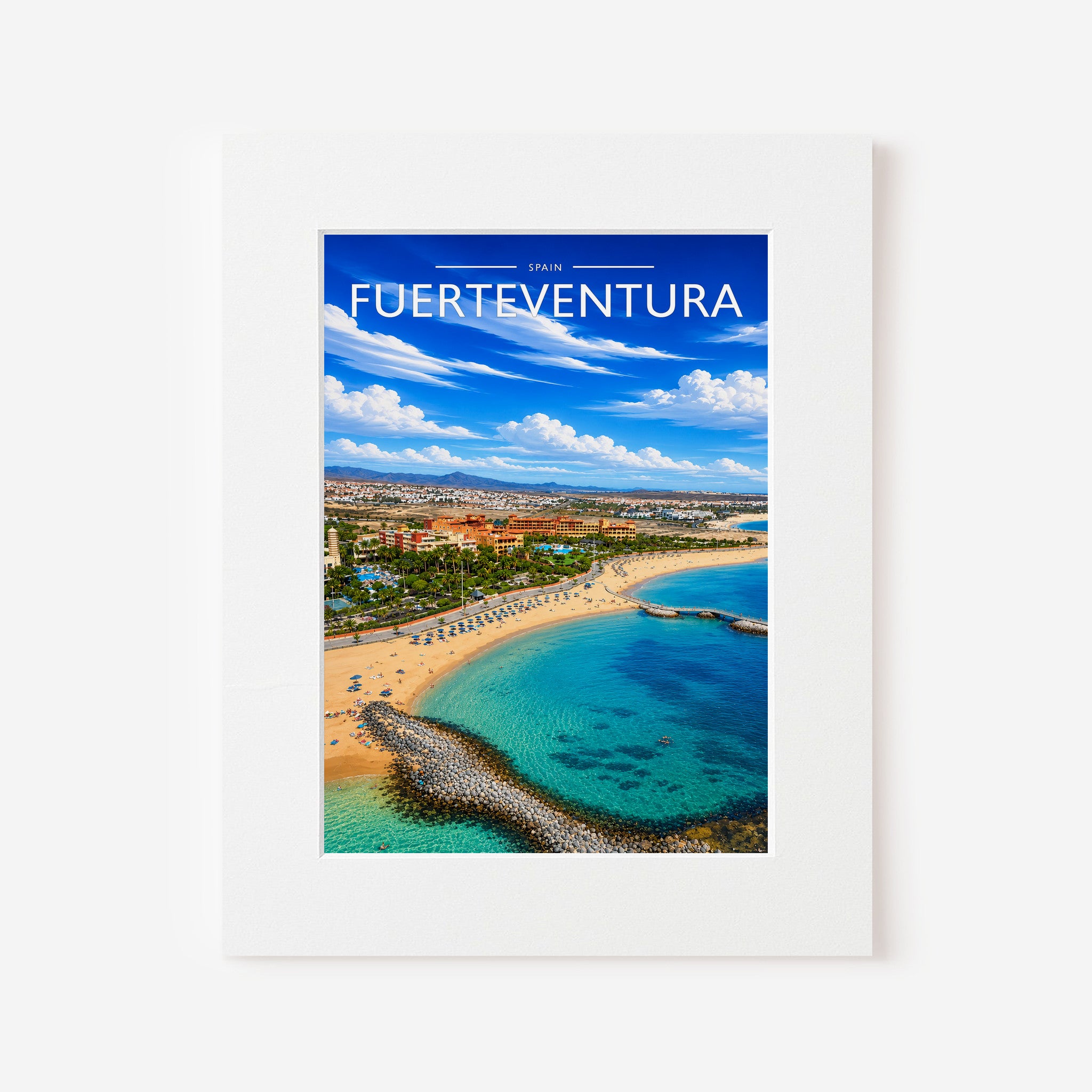 Fuerteventura Travel Poster in a white mount