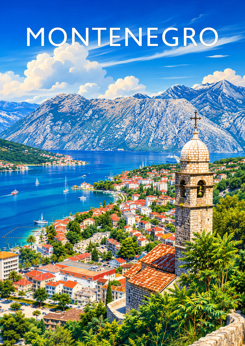 Montenegro Travel Poster - A4 travel poster print