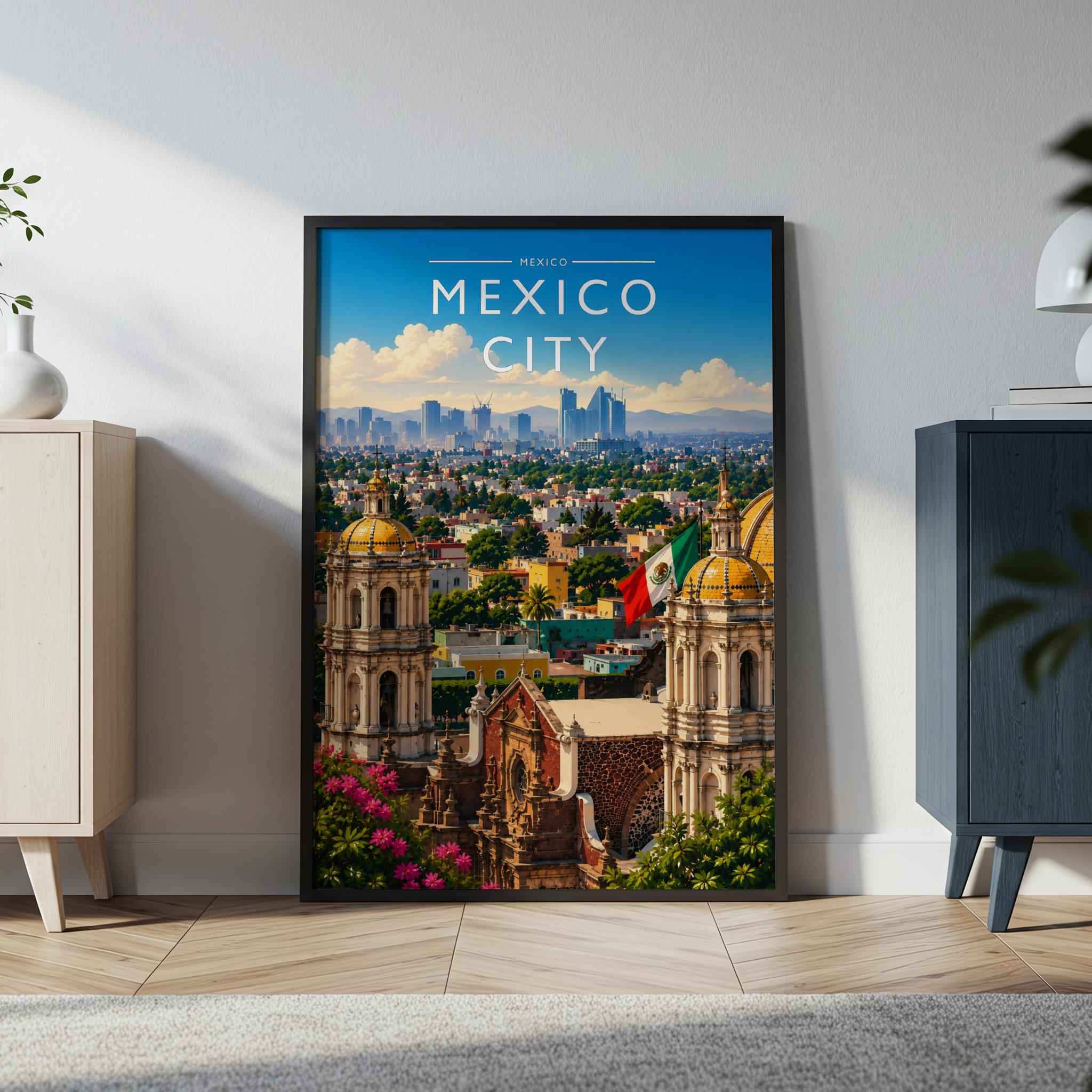 Mexico City #3 Travel Poster in a black frame