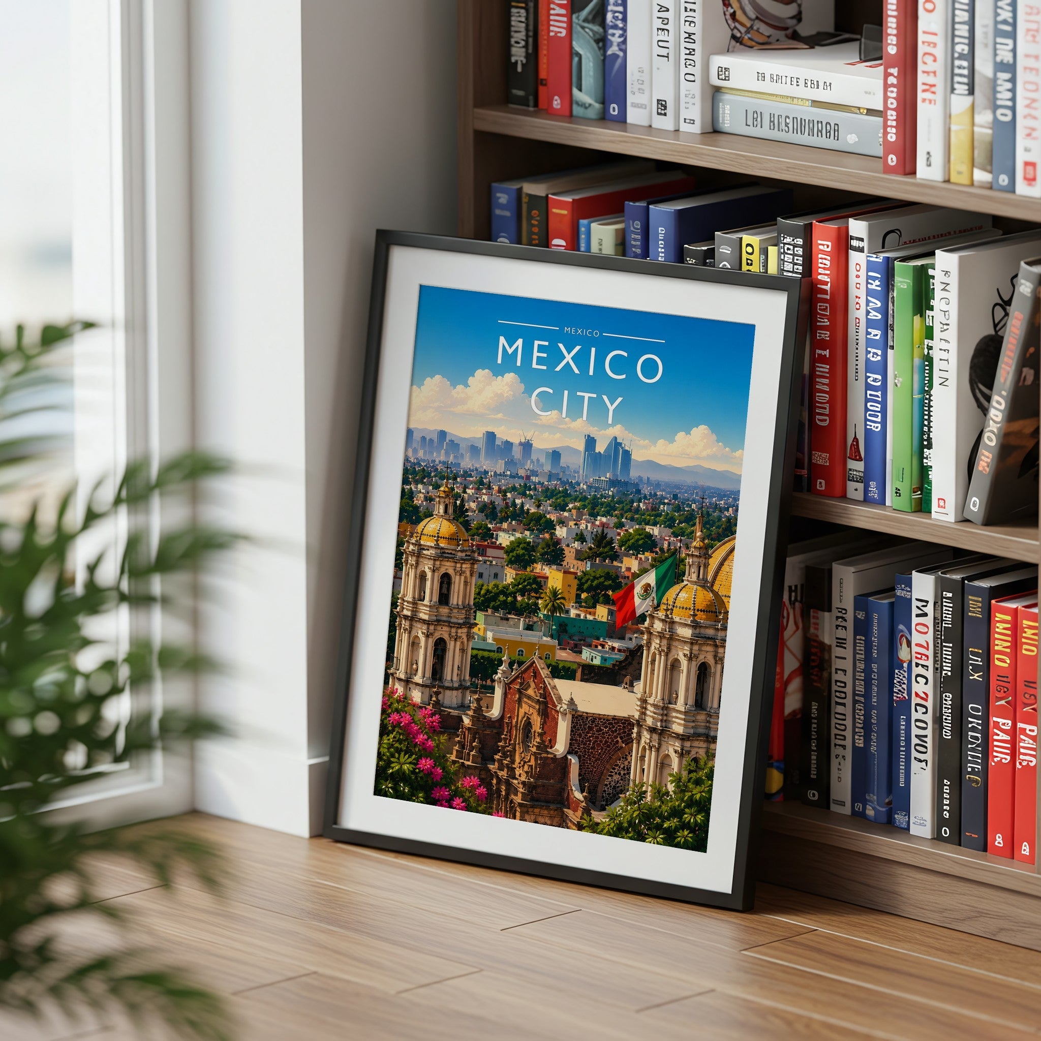 Mexico City #3 Travel Poster mounted in a black frame