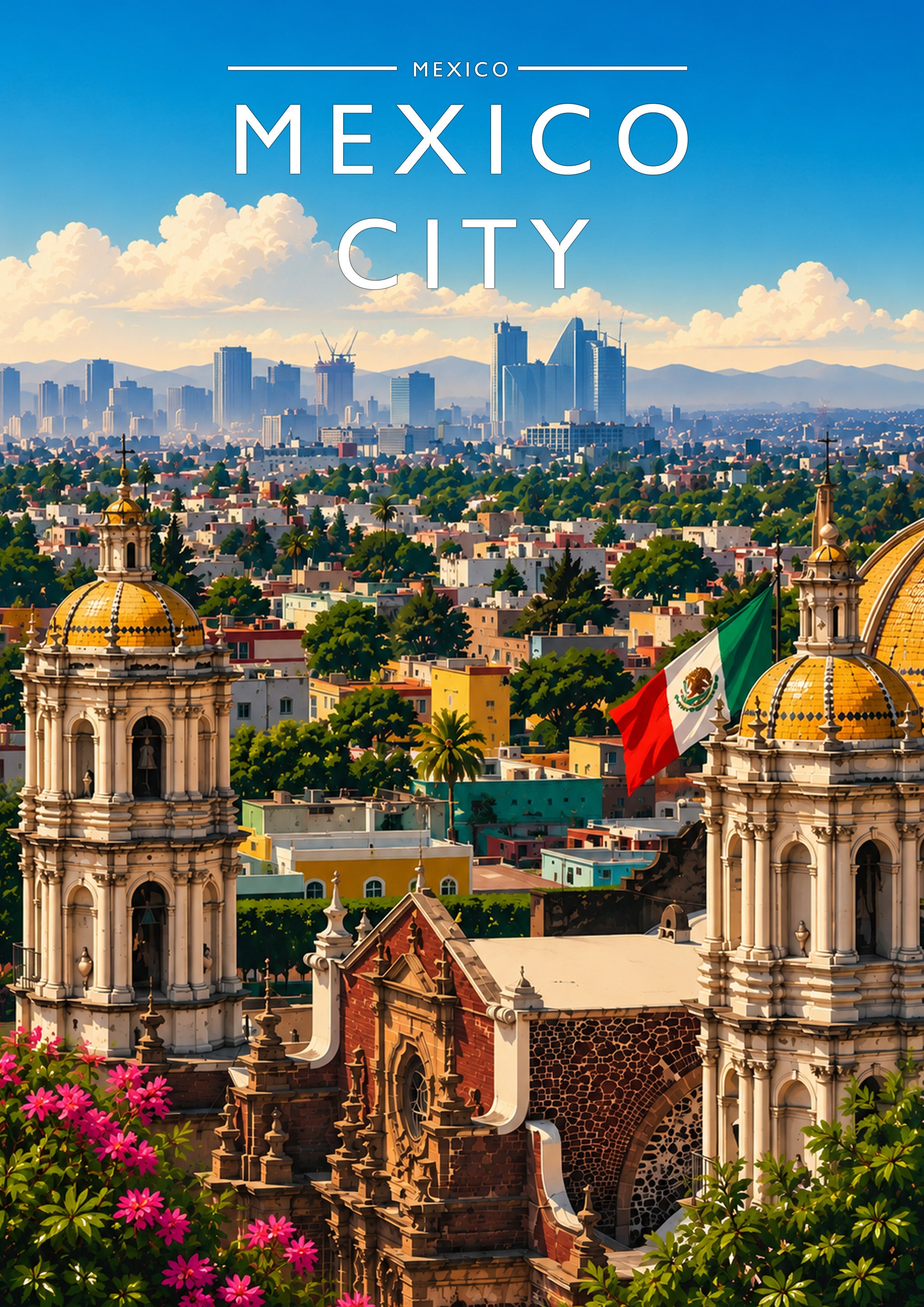 Mexico City #3 Travel Poster - A4 travel poster print