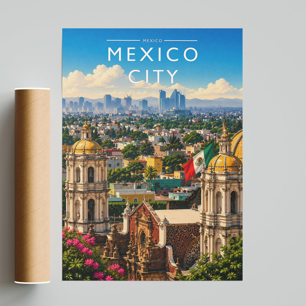 Mexico City #3 Travel Poster - fine art print with shipping tube