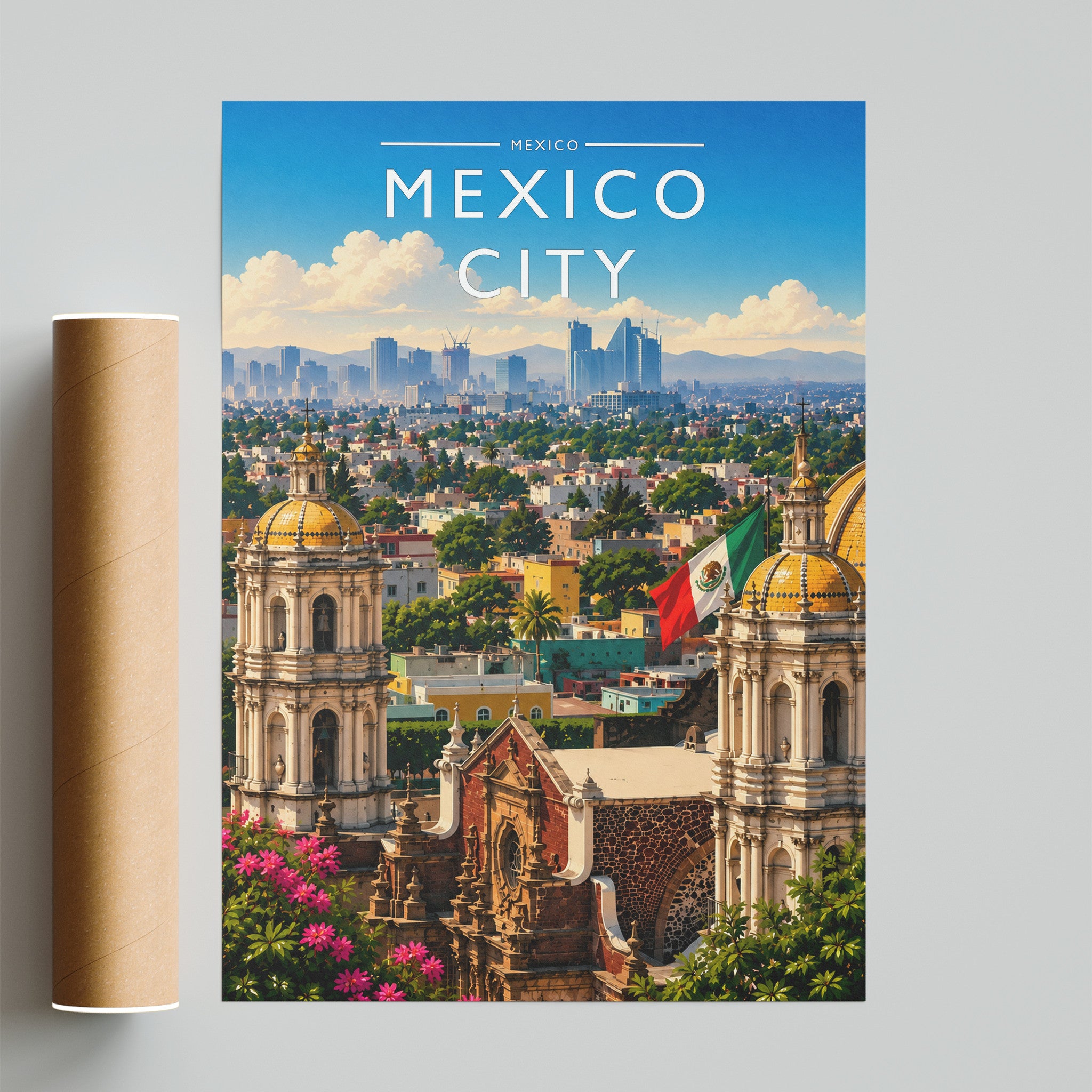 Mexico City #3 Travel Poster - fine art print with shipping tube
