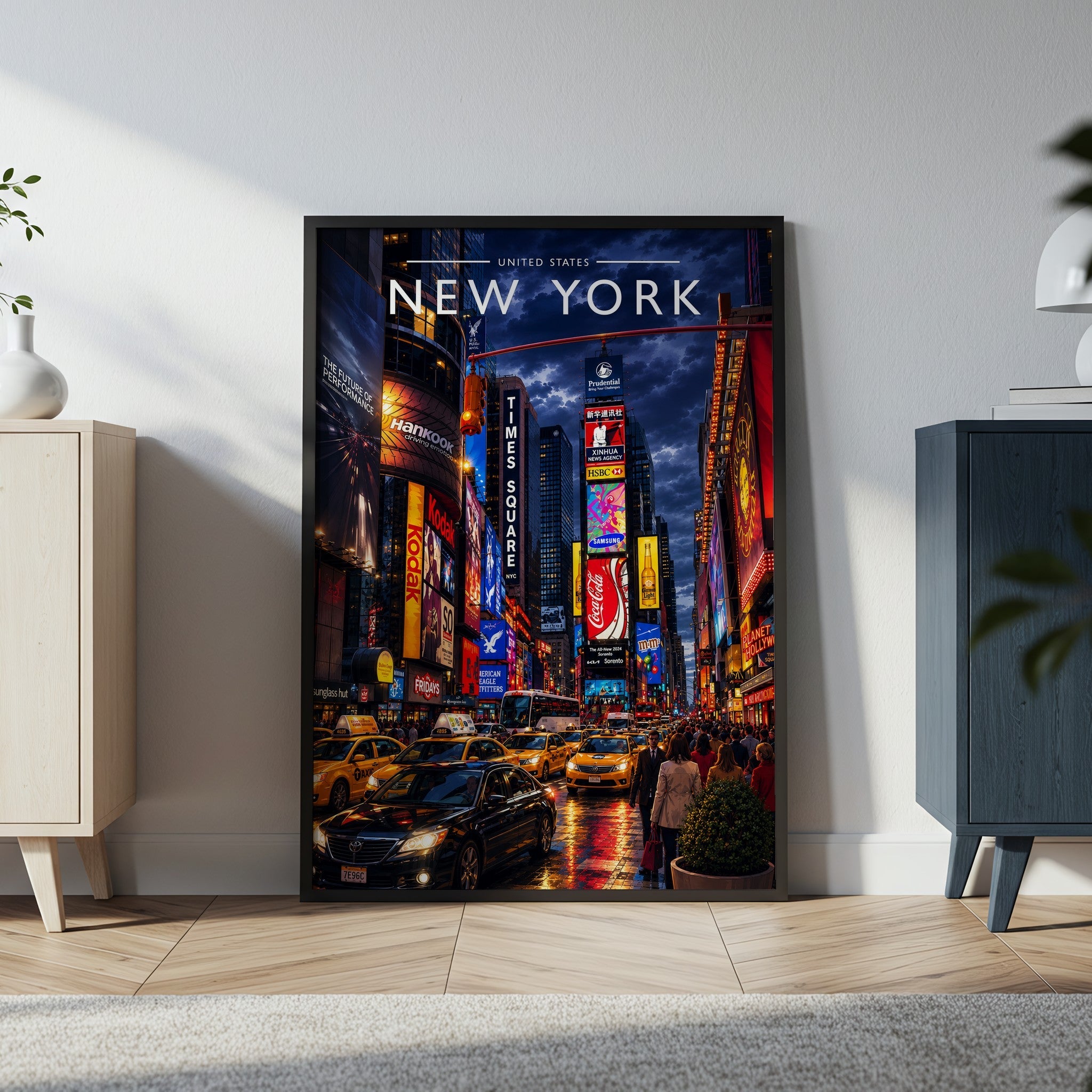 New York #4 Travel Poster in a black frame
