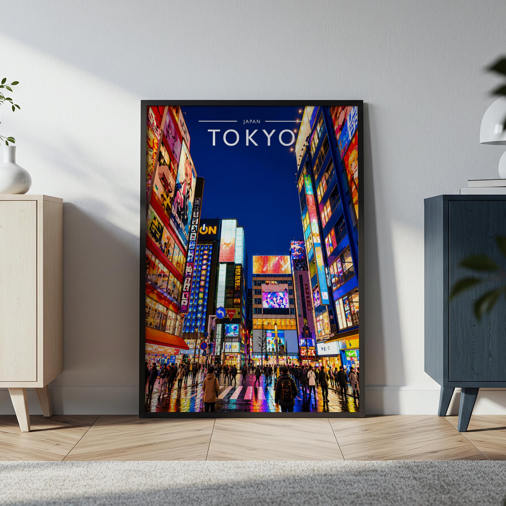 Tokyo #2 Travel Poster in a black frame