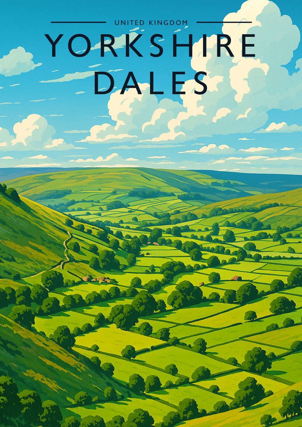 Yorkshire Dales Travel Poster - A4 travel poster print