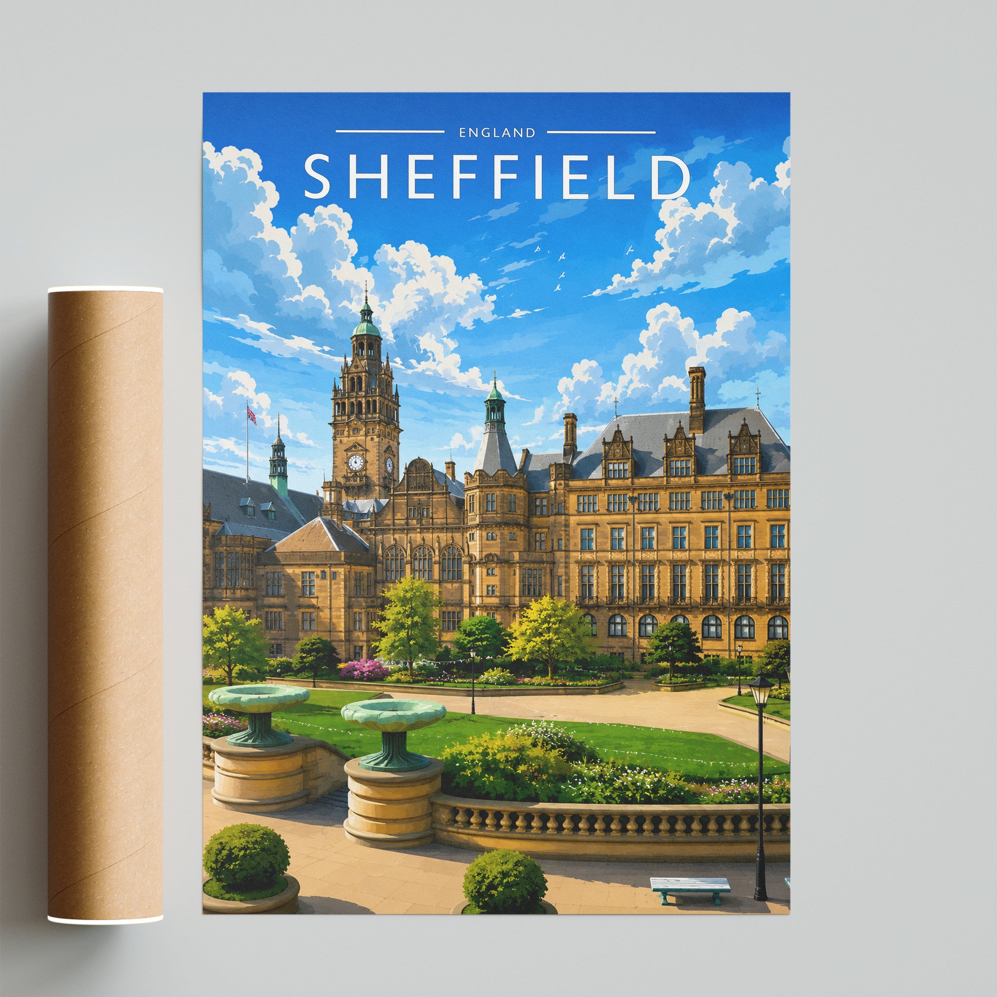 Sheffield Travel Poster - fine art print with shipping tube