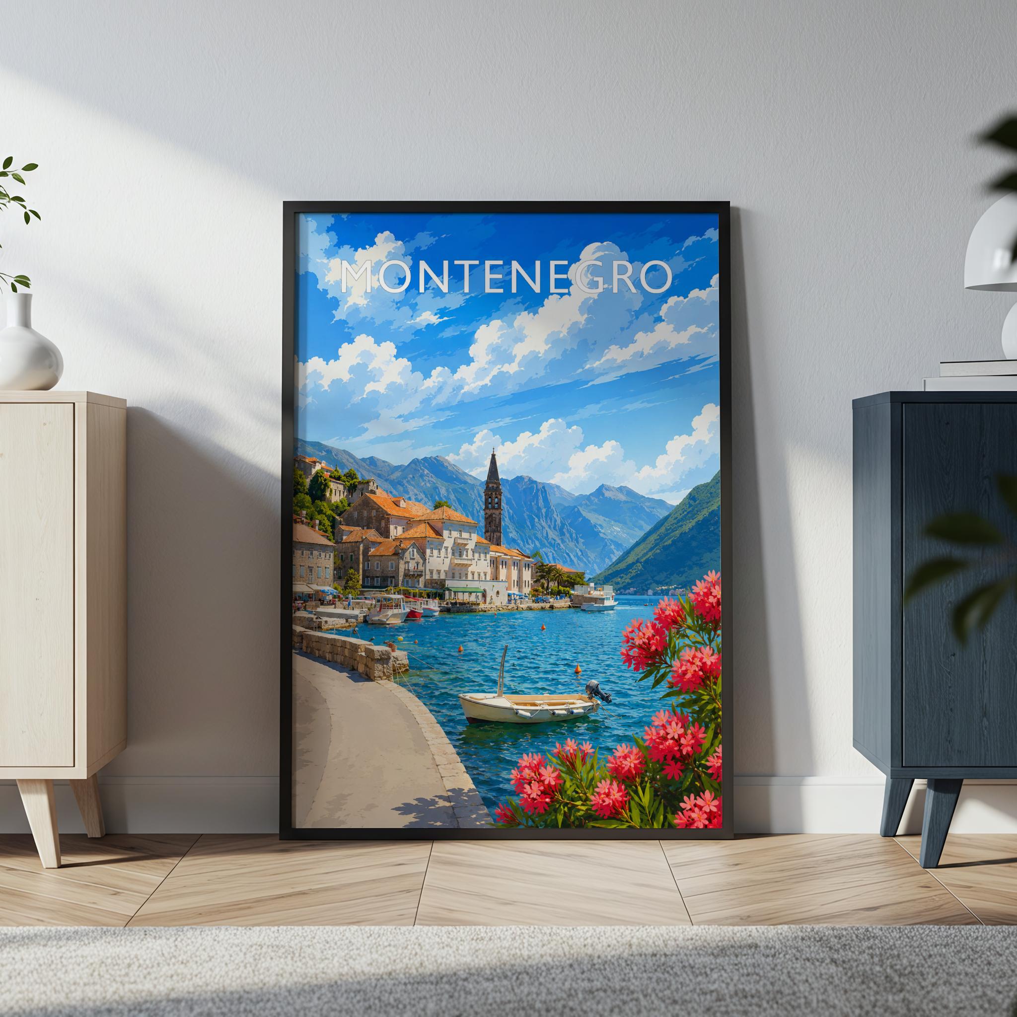 Montenegro #2 Travel Poster in a black frame