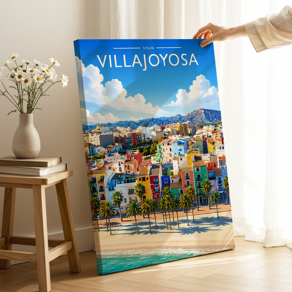 Villajoyosa Travel Poster as a gallery-wrapped canvas