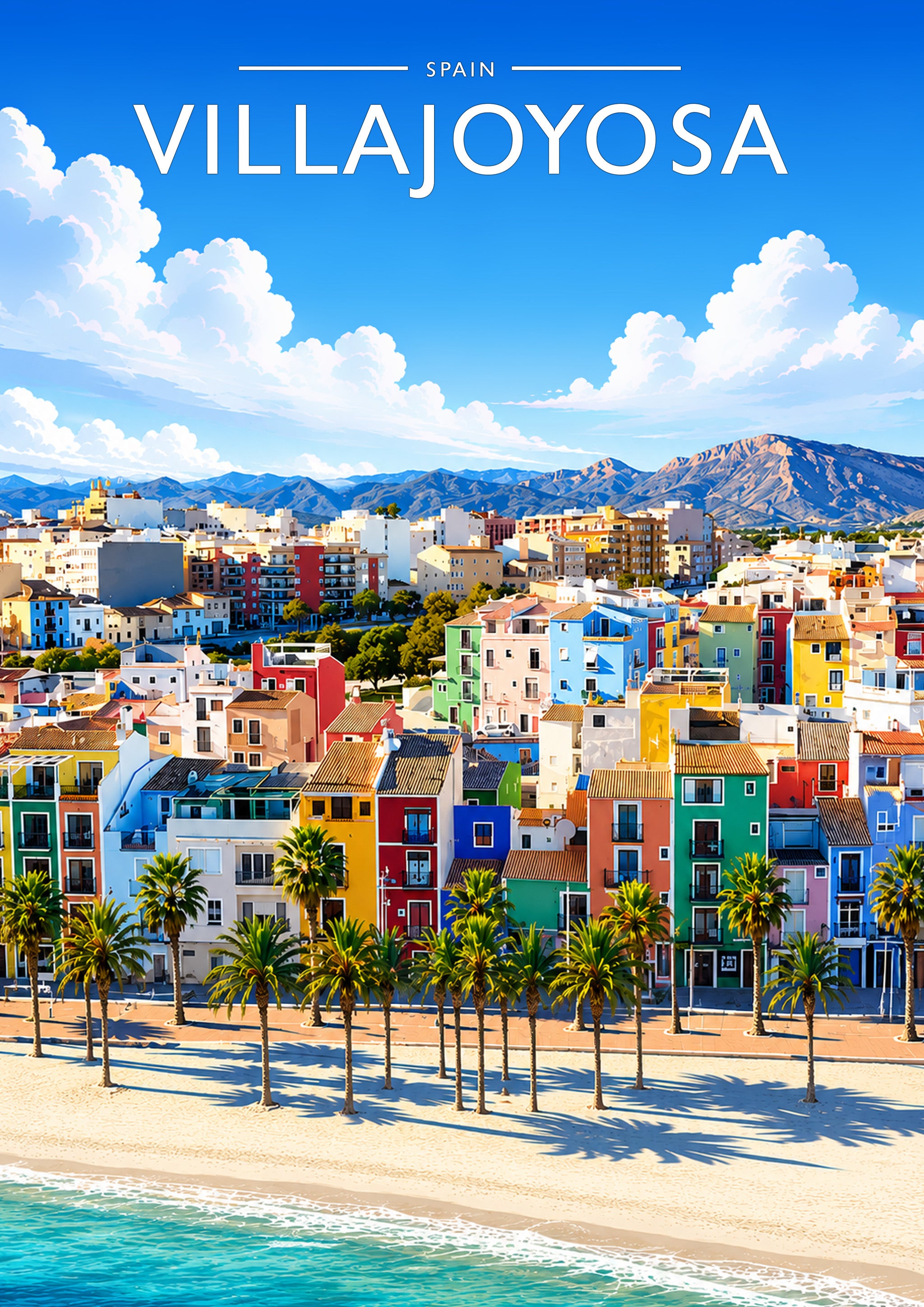 Villajoyosa Travel Poster - A4 travel poster print