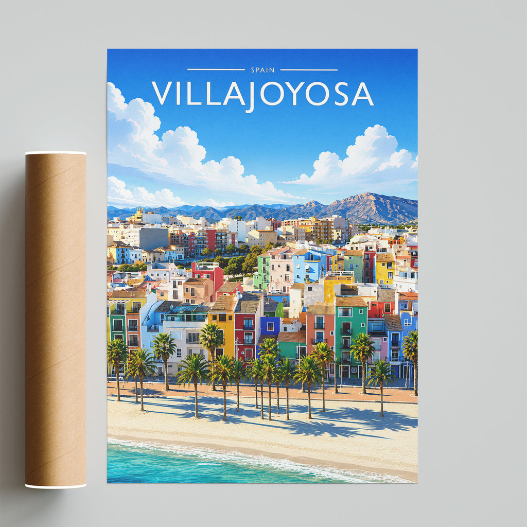 Villajoyosa Travel Poster - fine art print with shipping tube