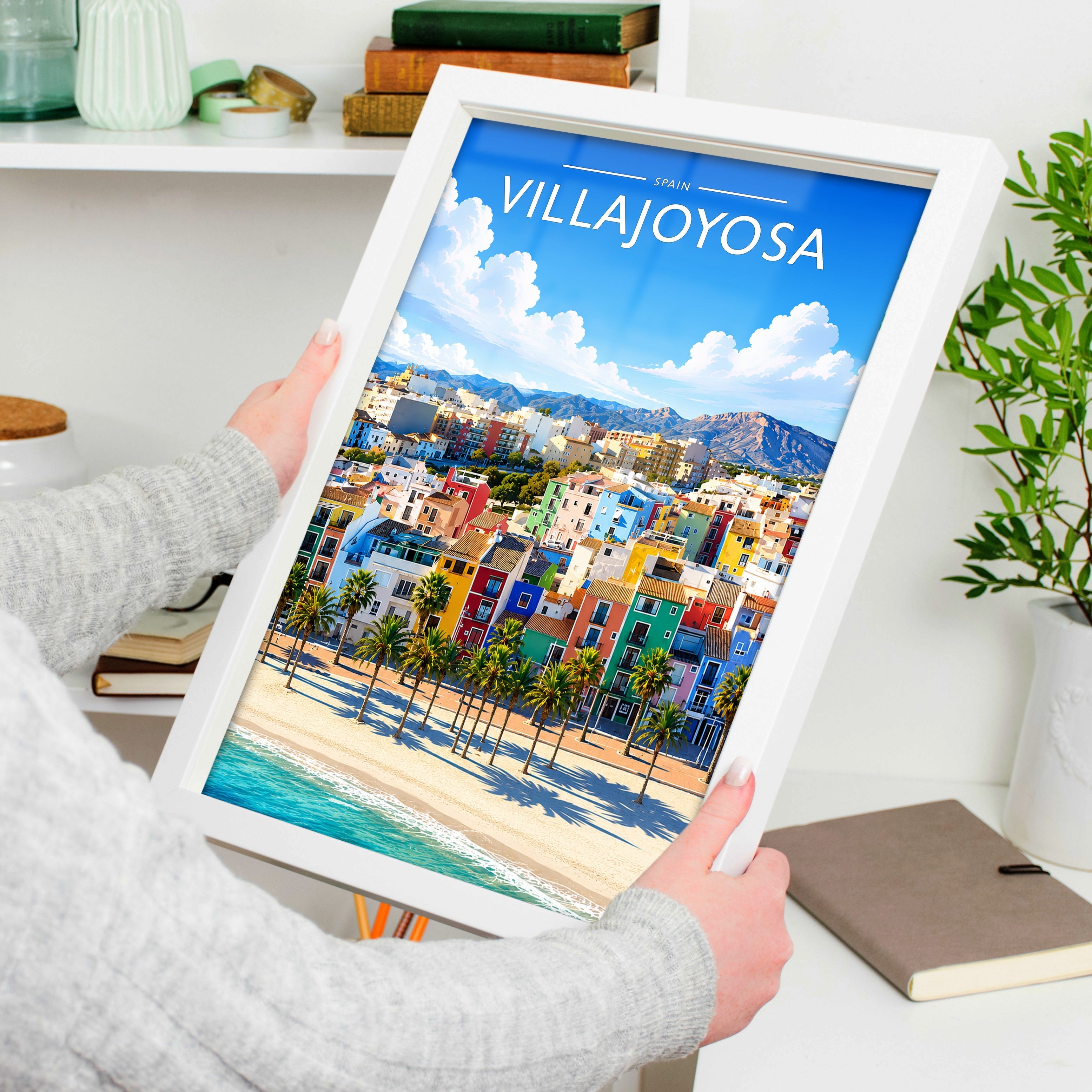 Villajoyosa Travel Poster held in a white frame