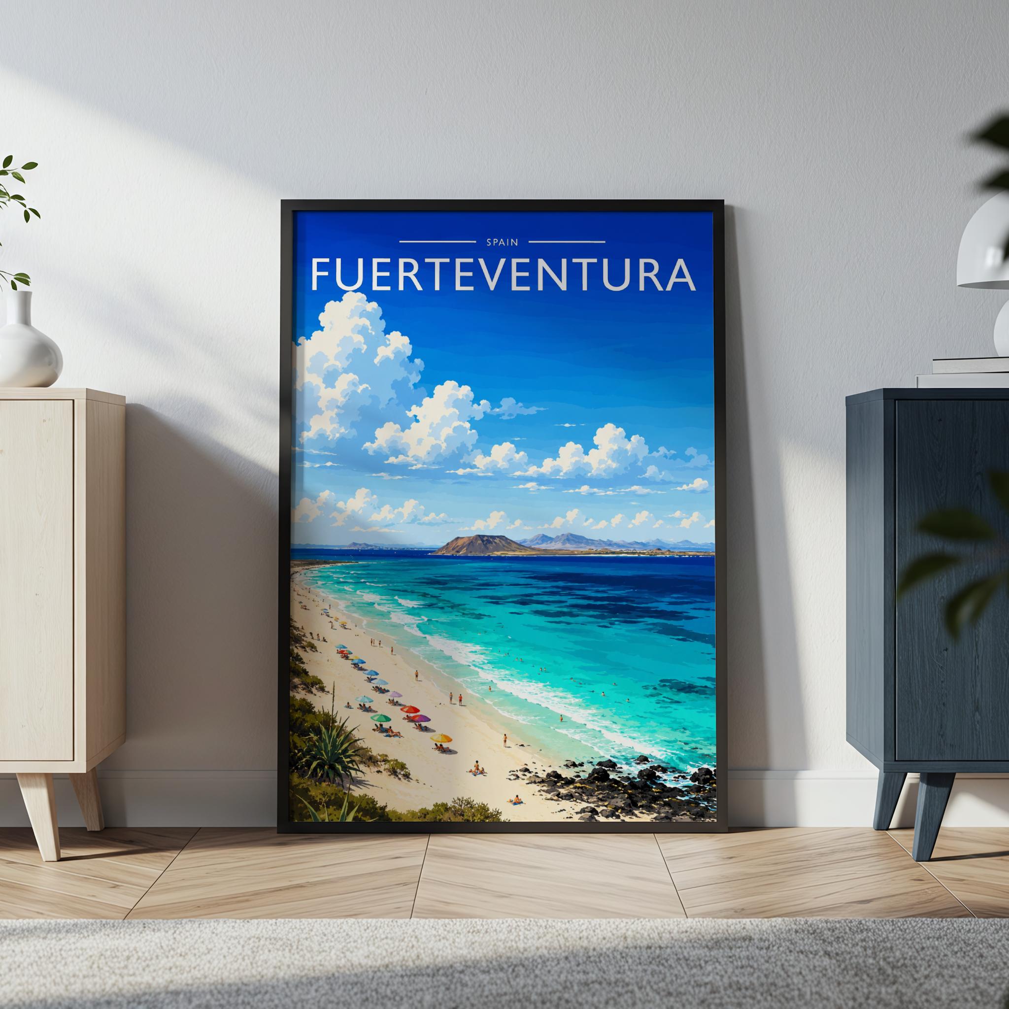 Fuerteventura #3 Travel Poster in a black frame