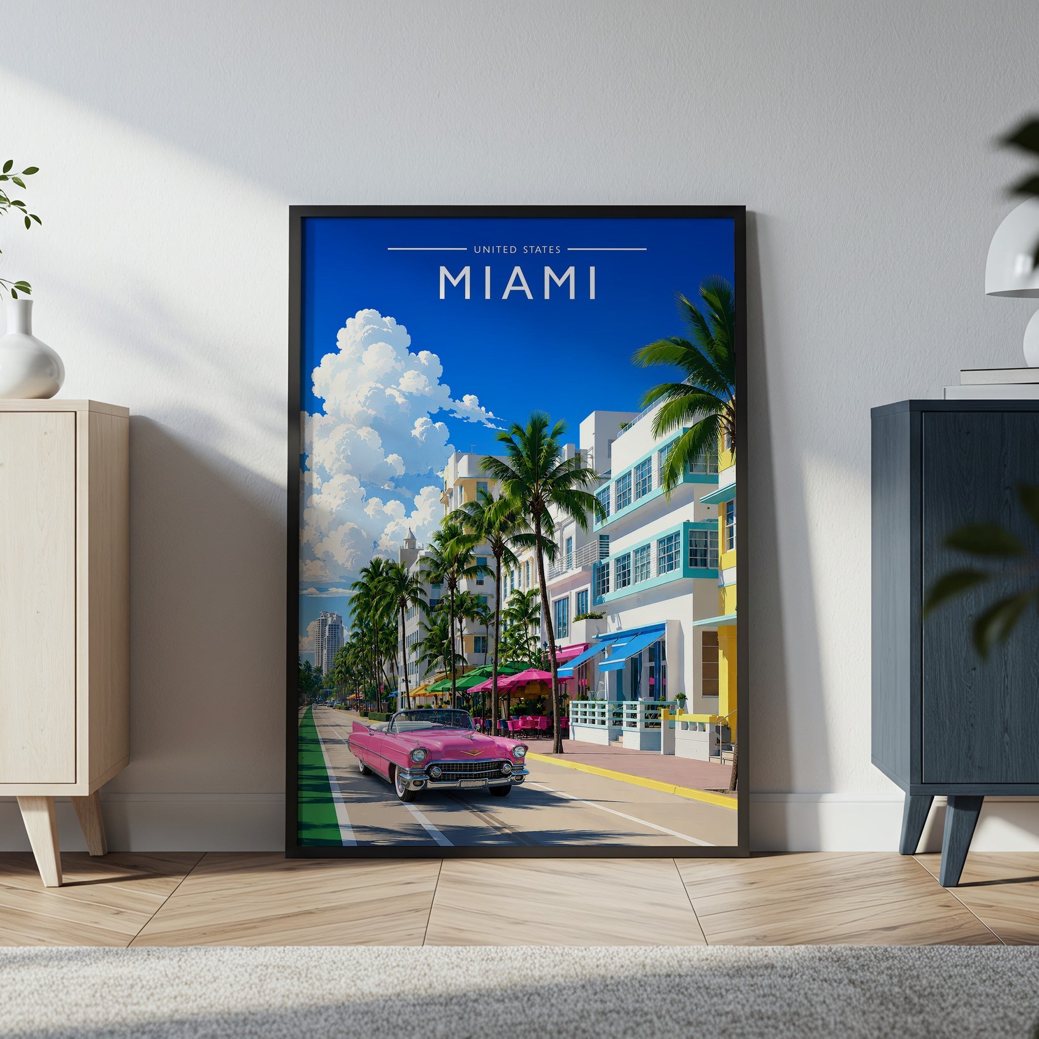 Miami #2 Travel Poster in a black frame