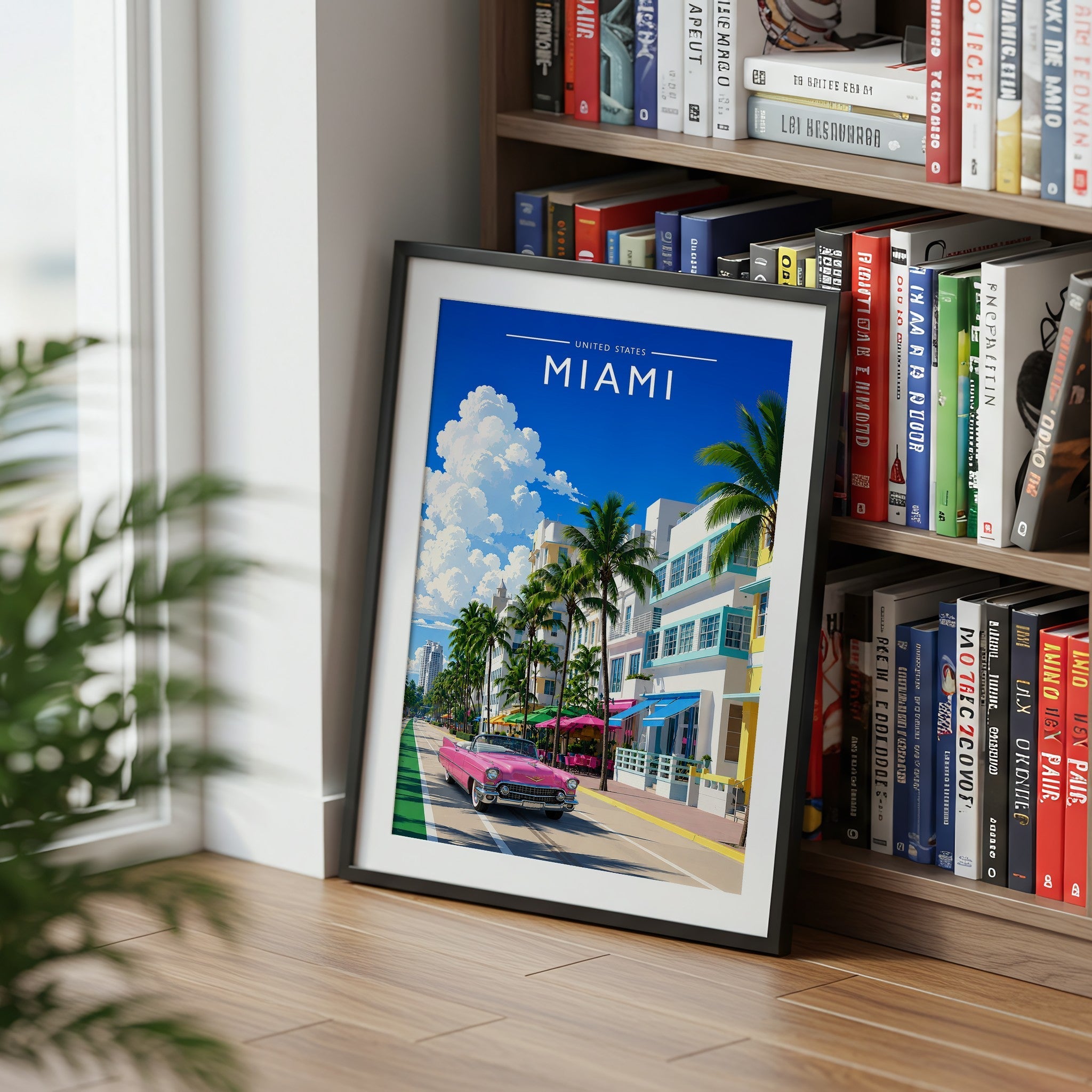 Miami #2 Travel Poster mounted in a black frame