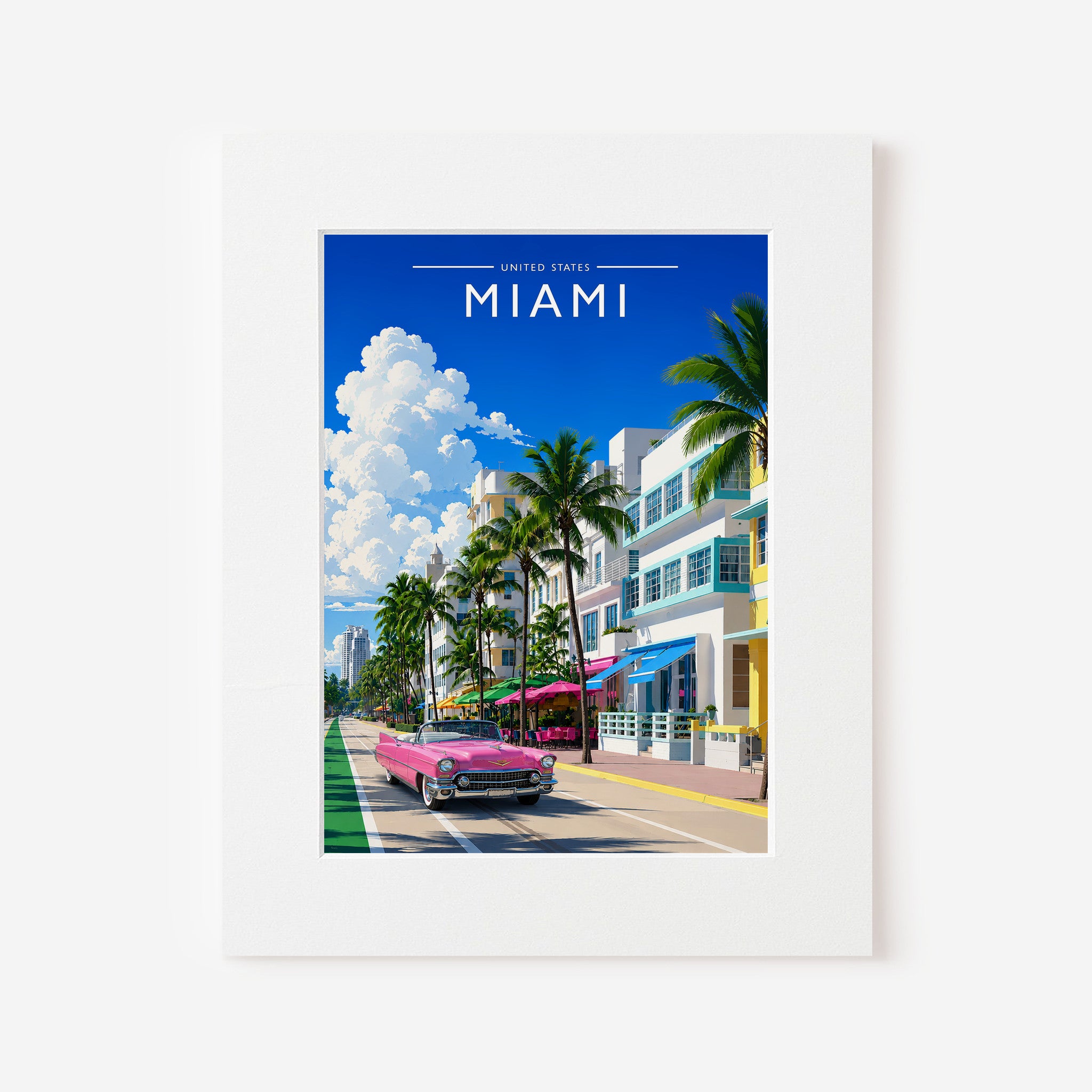 Miami #2 Travel Poster in a white mount