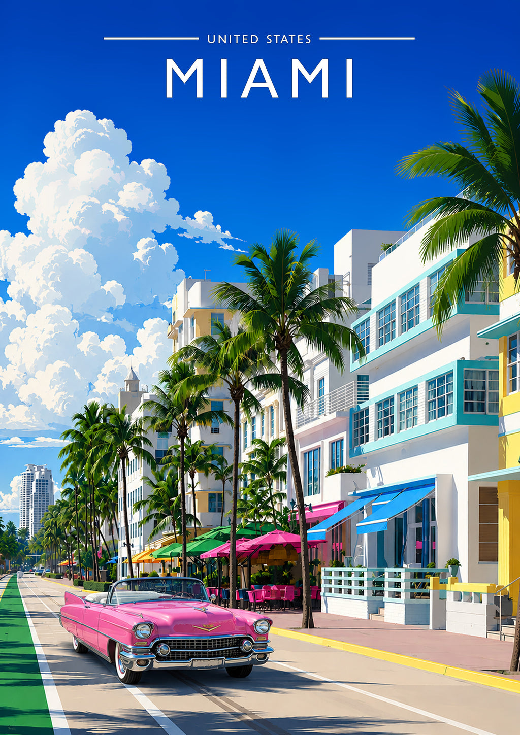 Miami #2 Travel Poster - A4 travel poster print