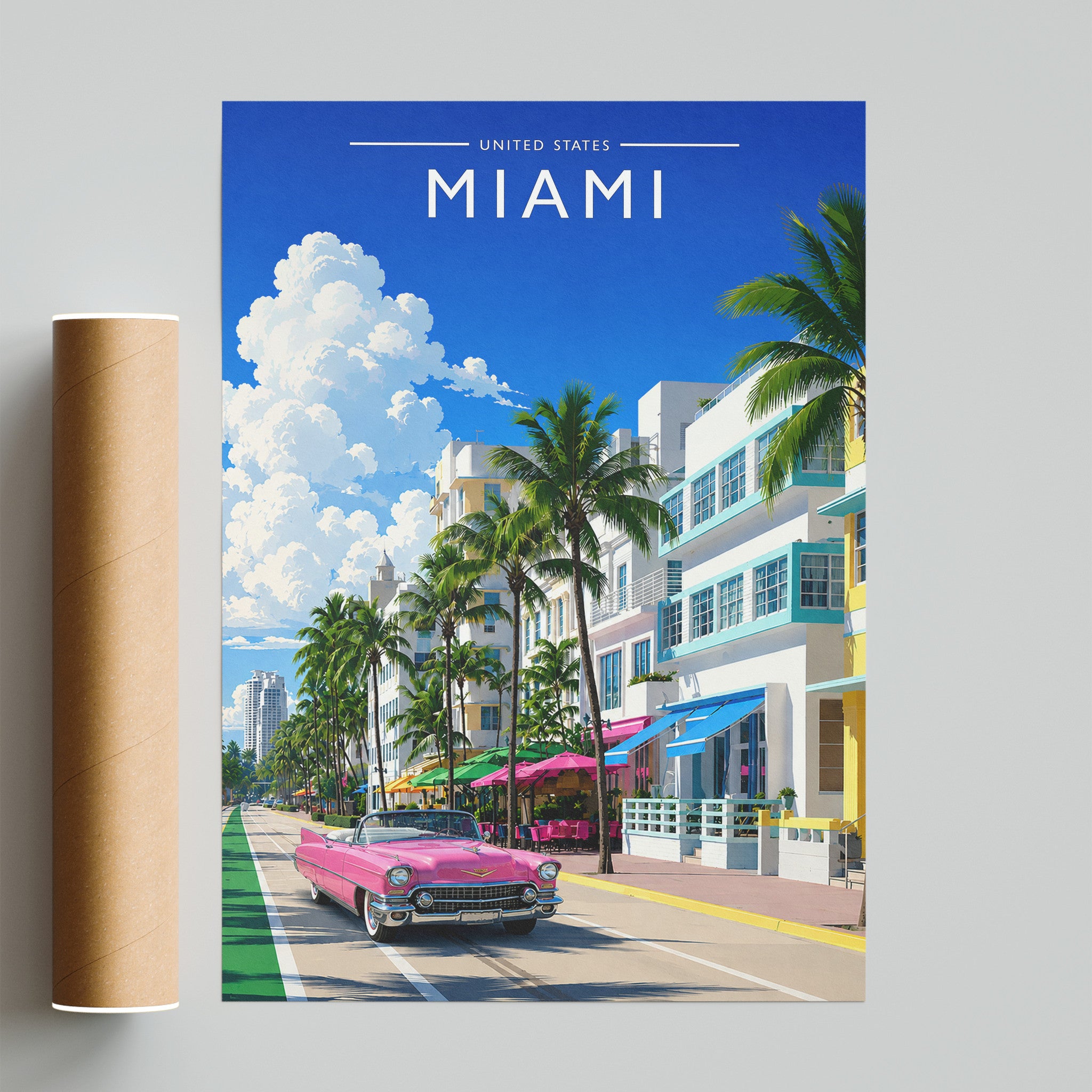 Miami #2 Travel Poster - fine art print with shipping tube