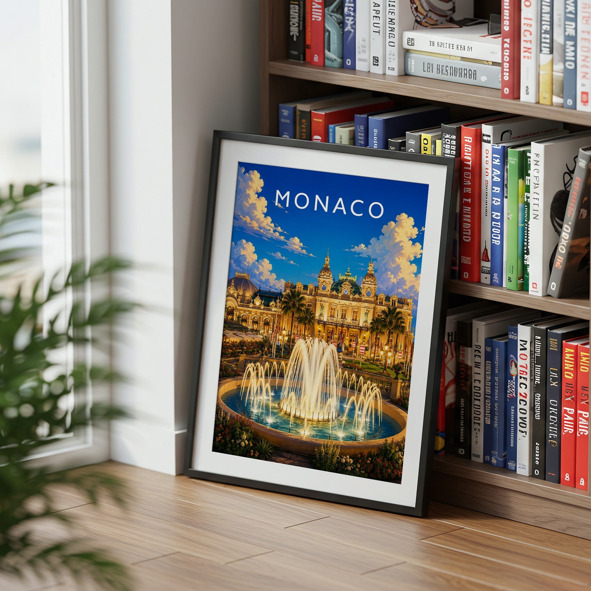 Monaco Travel Poster mounted in a black frame