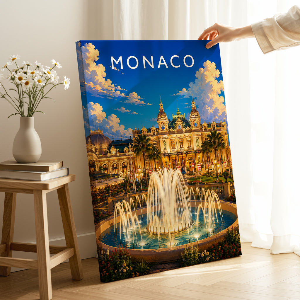 Monaco Travel Poster as a gallery-wrapped canvas