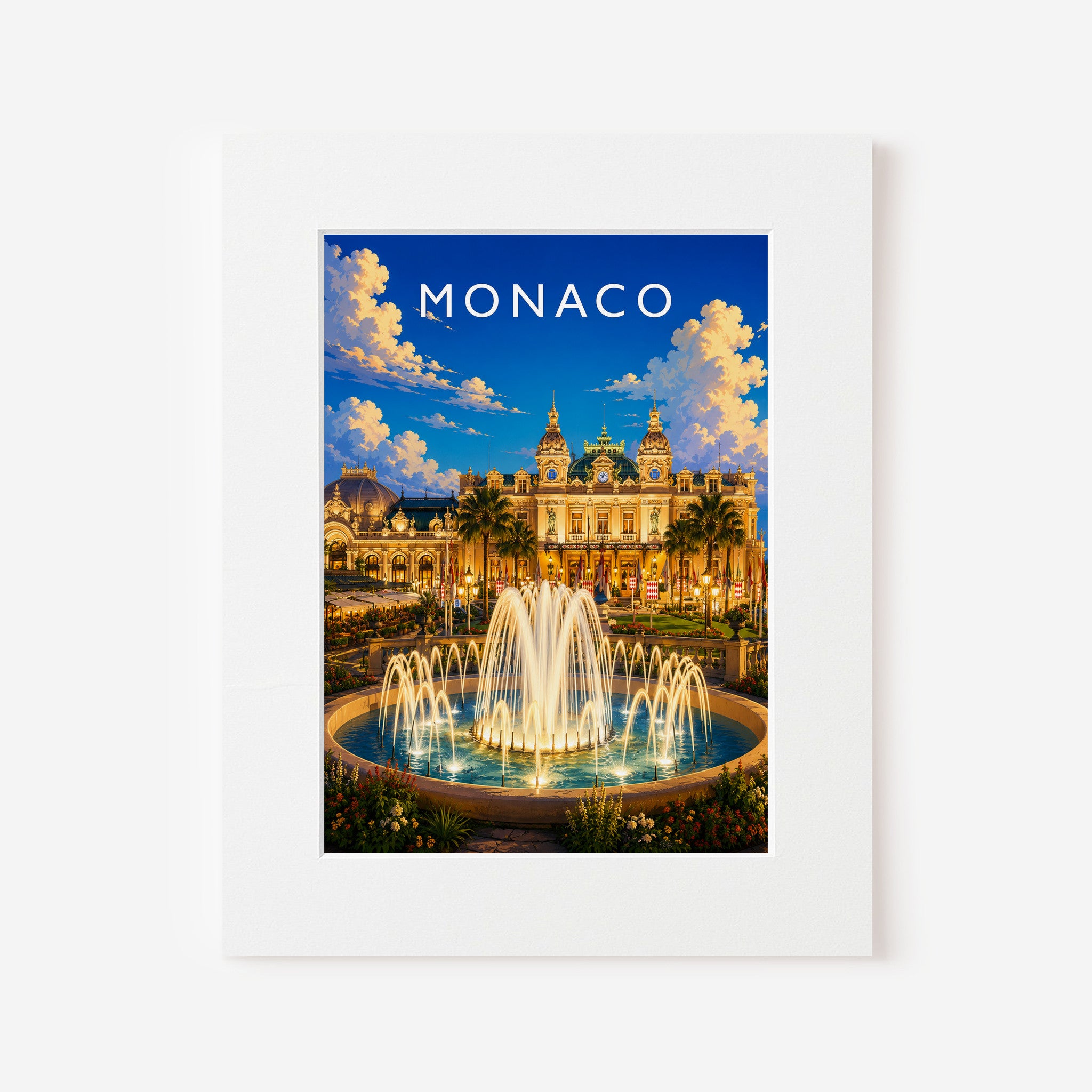 Monaco Travel Poster in a white mount