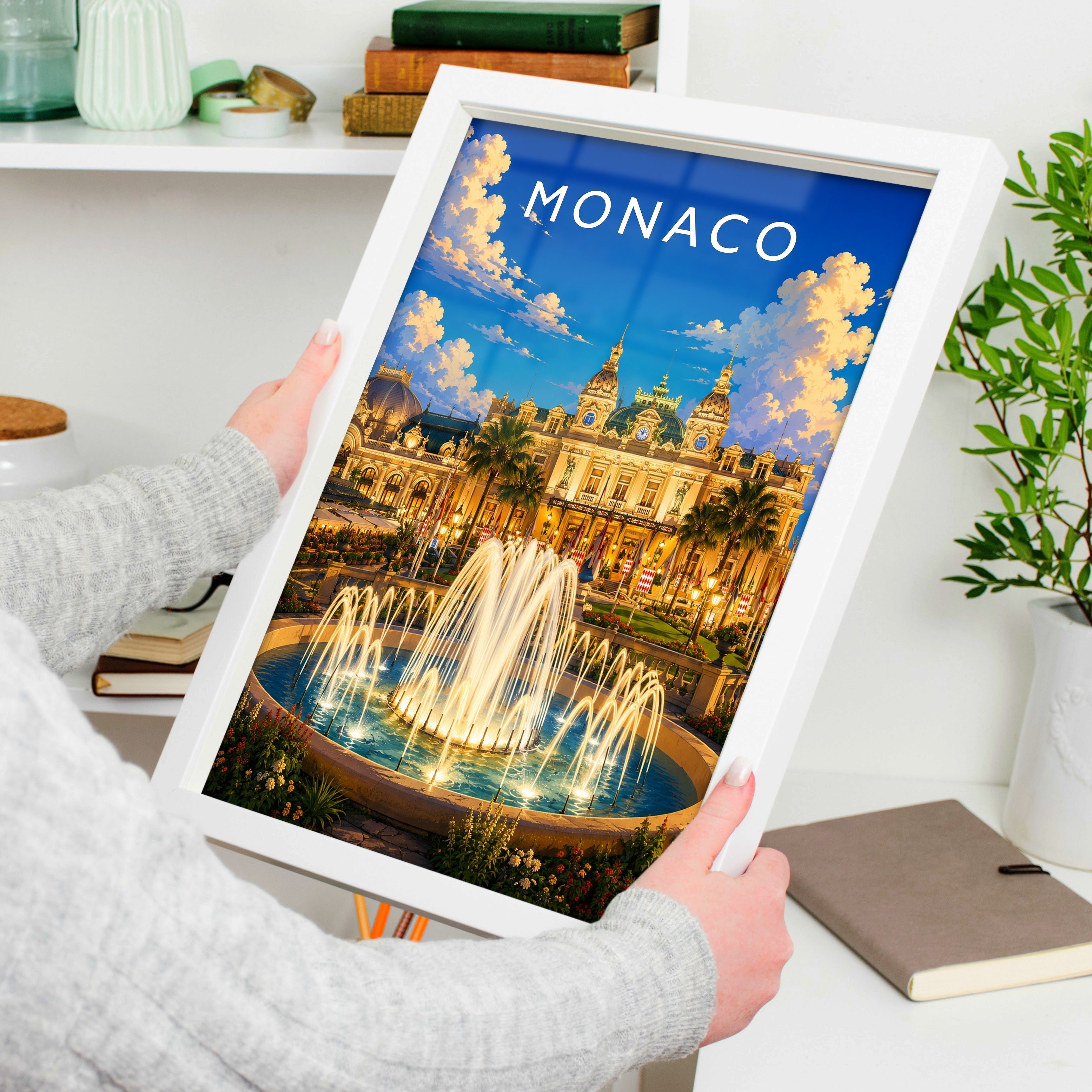 Monaco Travel Poster held in a white frame