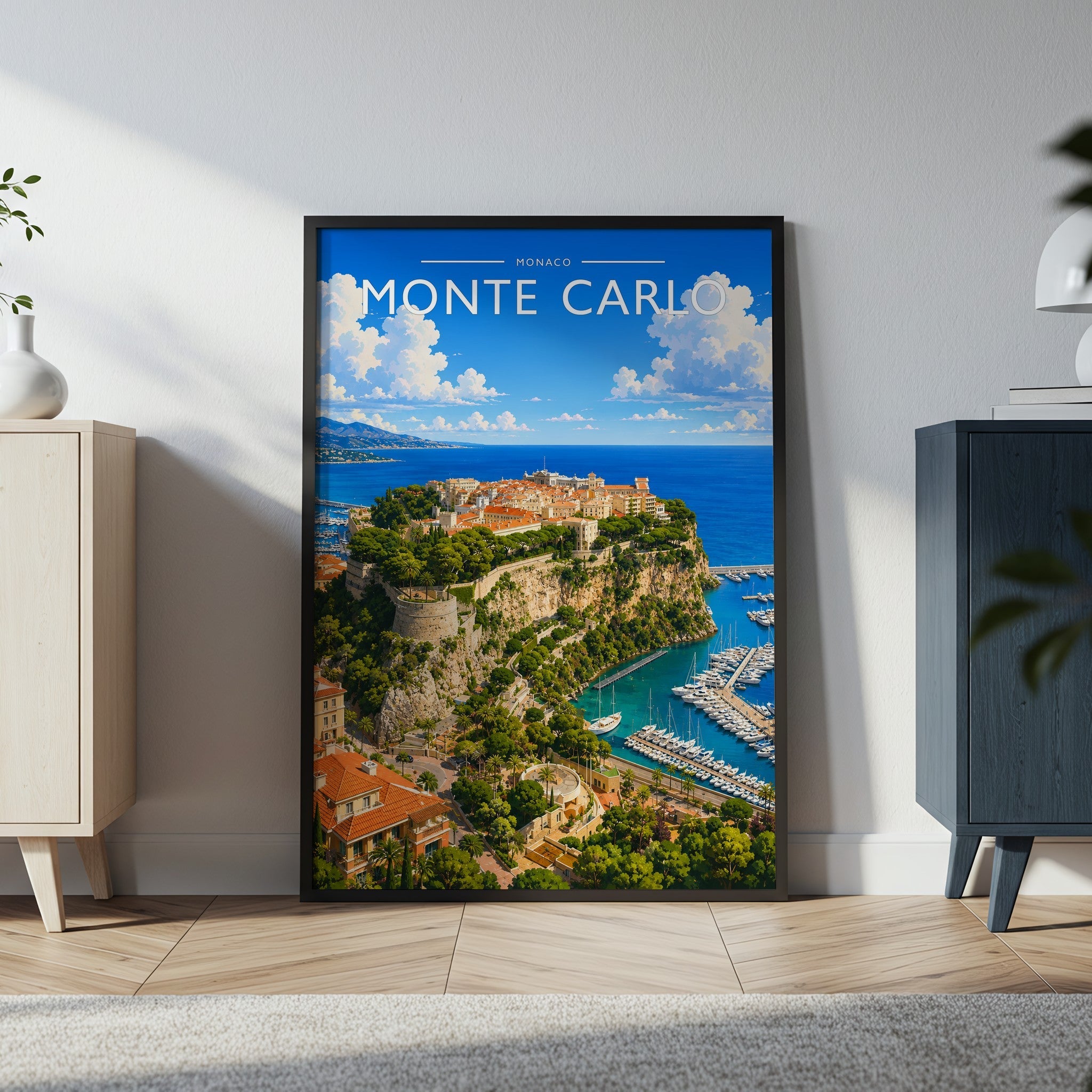 Monte Carlo #2 Travel Poster in a black frame