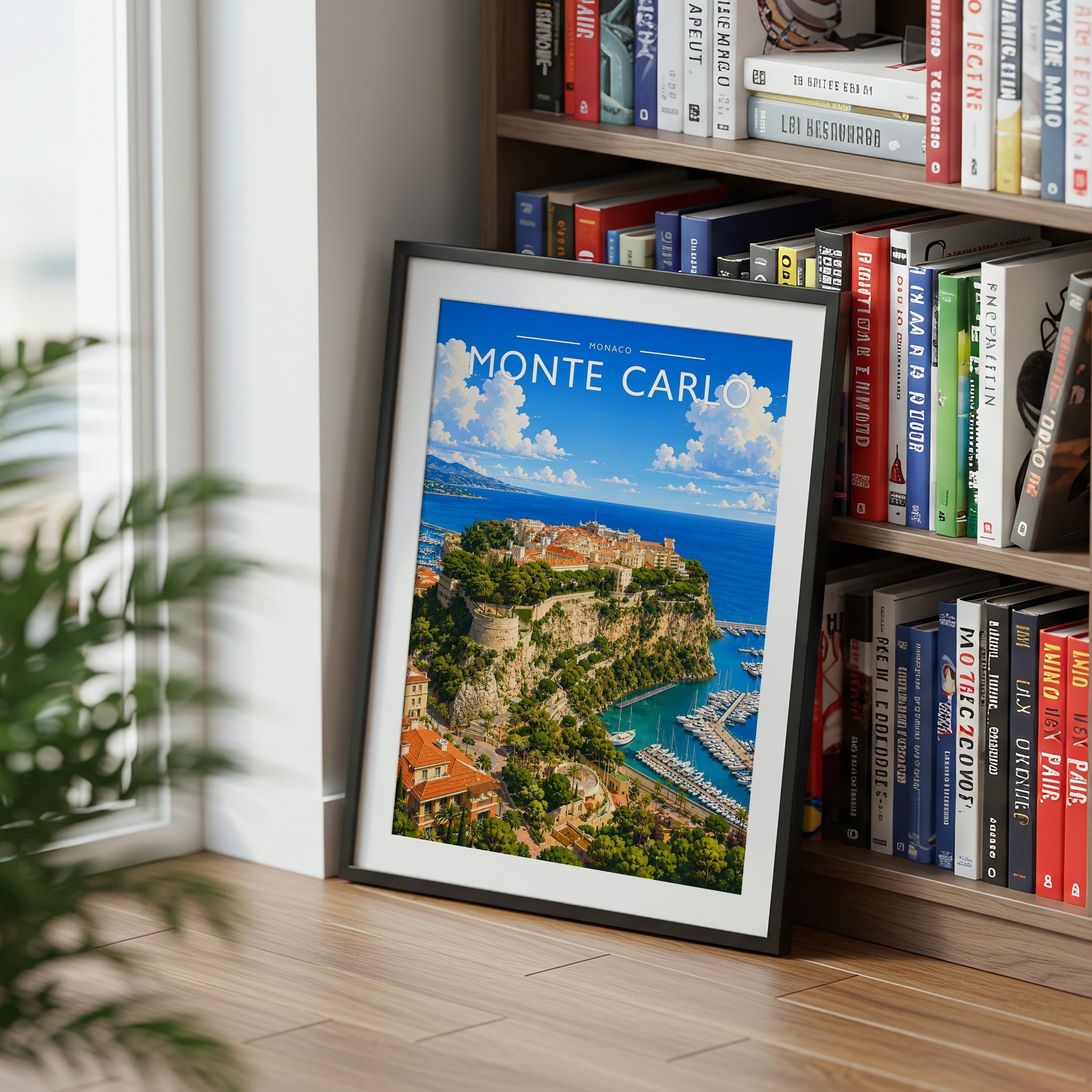 Monte Carlo #2 Travel Poster mounted in a black frame