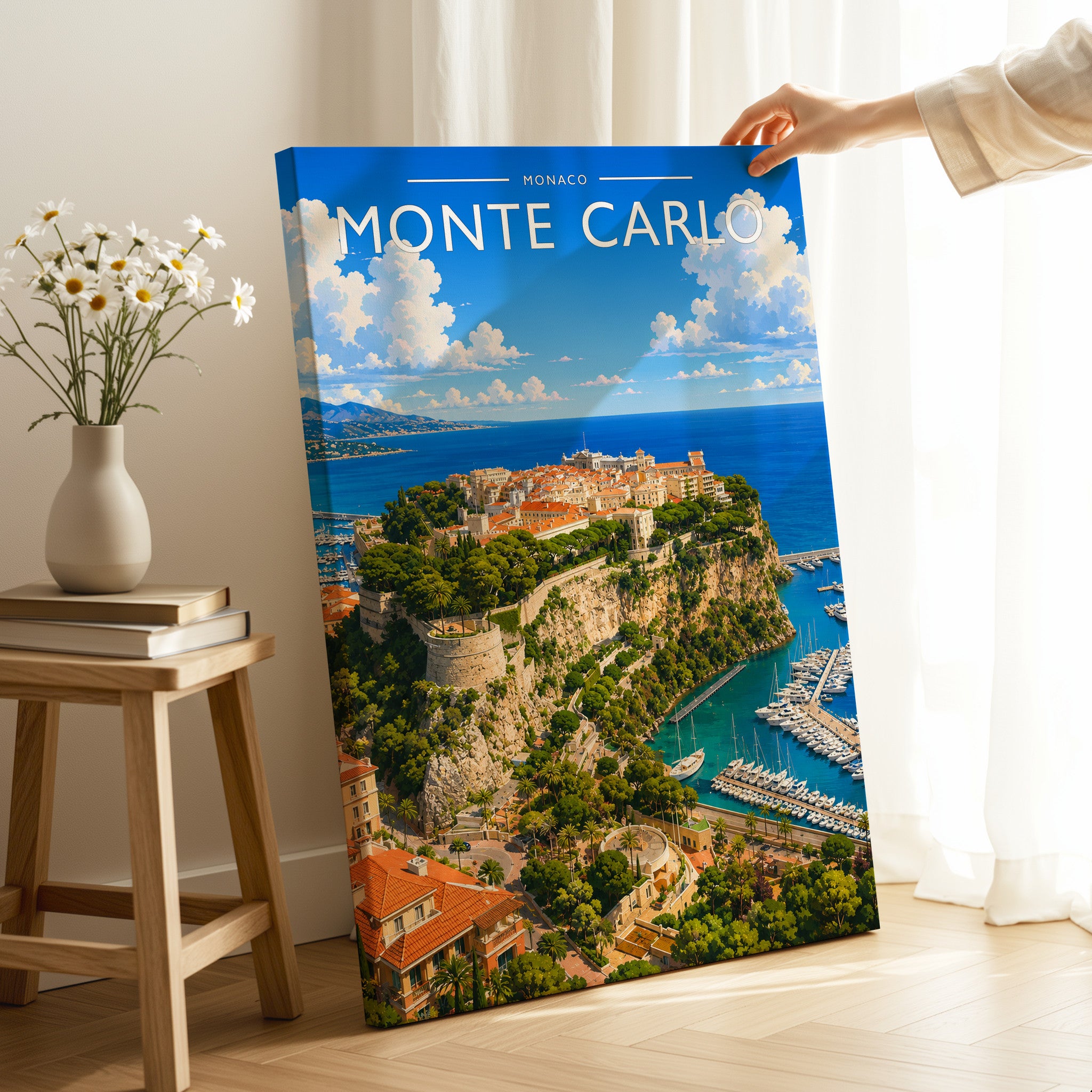 Monte Carlo #2 Travel Poster as a gallery-wrapped canvas