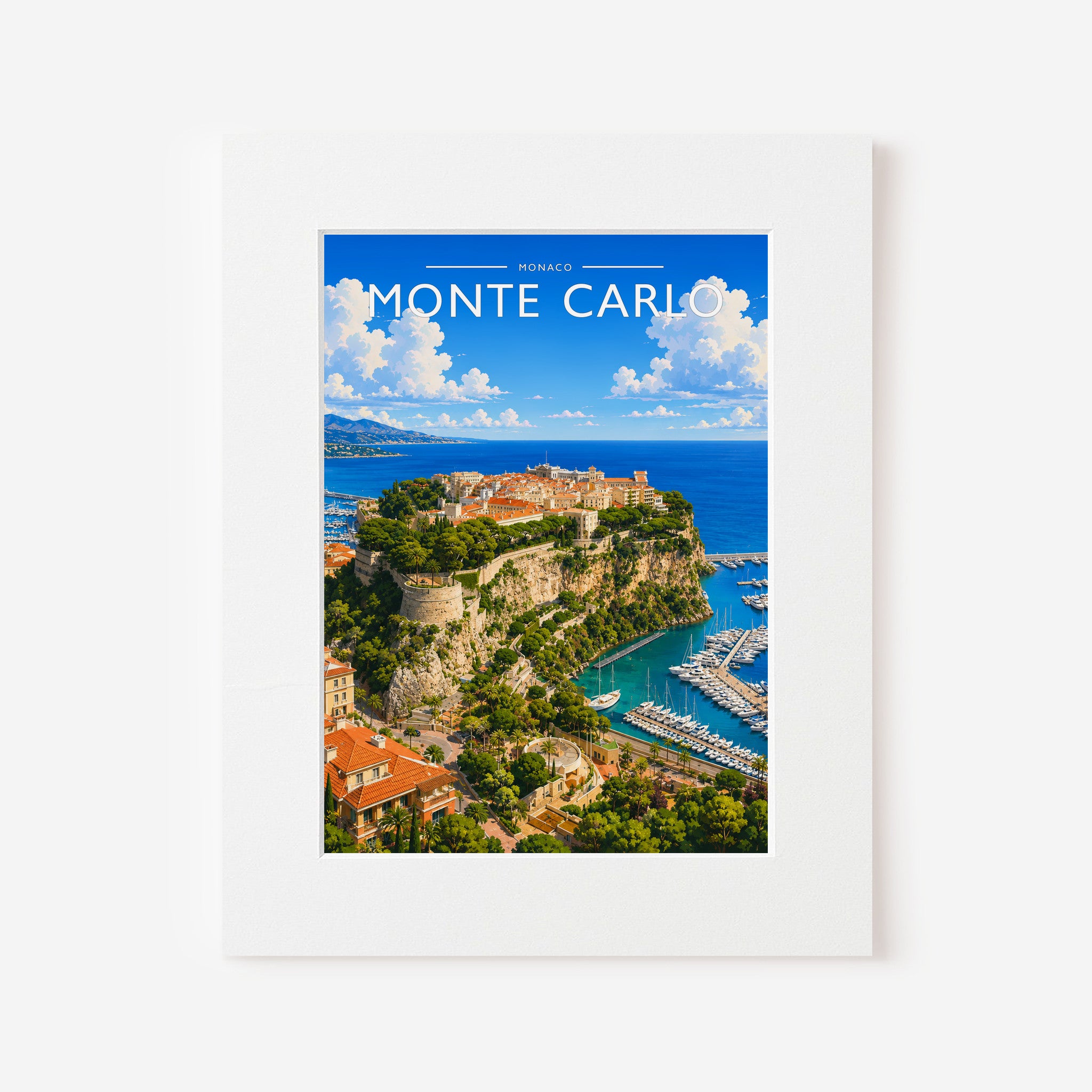 Monte Carlo #2 Travel Poster in a white mount